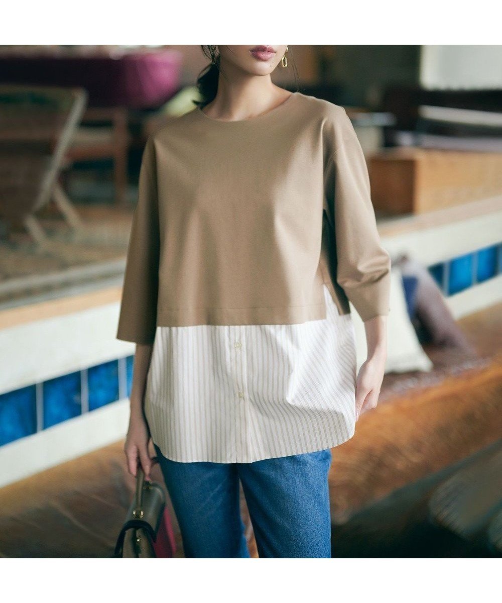 【23区/NIJYUSANKU】の【洗える】コンビネーション チュニック カットソー 人気、トレンドファッション・服の通販 founy(ファニー) 　ファッション　Fashion　レディースファッション　WOMEN　トップス・カットソー　Tops/Tshirt　シャツ/ブラウス　Shirts/Blouses　ロング / Tシャツ　T-Shirts　カットソー　Cut and Sewn　2023年　2023　2023-2024秋冬・A/W　Aw/Autumn/Winter//Fw/Fall-Winter/2023-2024　カットソー　Cut And Sew　コンビ　Combination　ショート　Short　ストライプ　Stripe　スリーブ　Sleeve　チュニック　Tunic　エレガント 上品　Elegant　洗える　Washable　A/W・秋冬　Aw・Autumn/Winter・Fw・Fall-Winter　 other-1|ID: prp329100004529674 ipo3291000000032026203