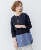 【23区/NIJYUSANKU】の【洗える】コンビネーション チュニック カットソー ネイビー×ブルーストライプ|ID: prp329100004529674 ipo3291000000032026207