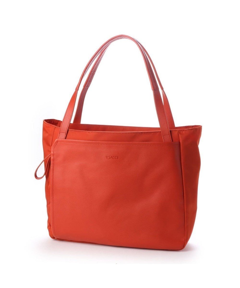 【イザック/Y'SACCS】のナイロン×レザー スクエアトートバッグ Mサイズ インテリア・キッズ・メンズ・レディースファッション・服の通販 founy(ファニー) 　ファッション　Fashion　レディースファッション　Fashion for Women　バッグ　Bags　シンプル　Simple, Minimal　スマート　Smart, Elegant　ビジネス 仕事 通勤　Business / Work / Commuting　ポケット　Pocket, Pocket Detail　ラップ　Wrap, Wrap Design　レンガブラウン|ID: prp329100004529695 ipo3291000000034464663