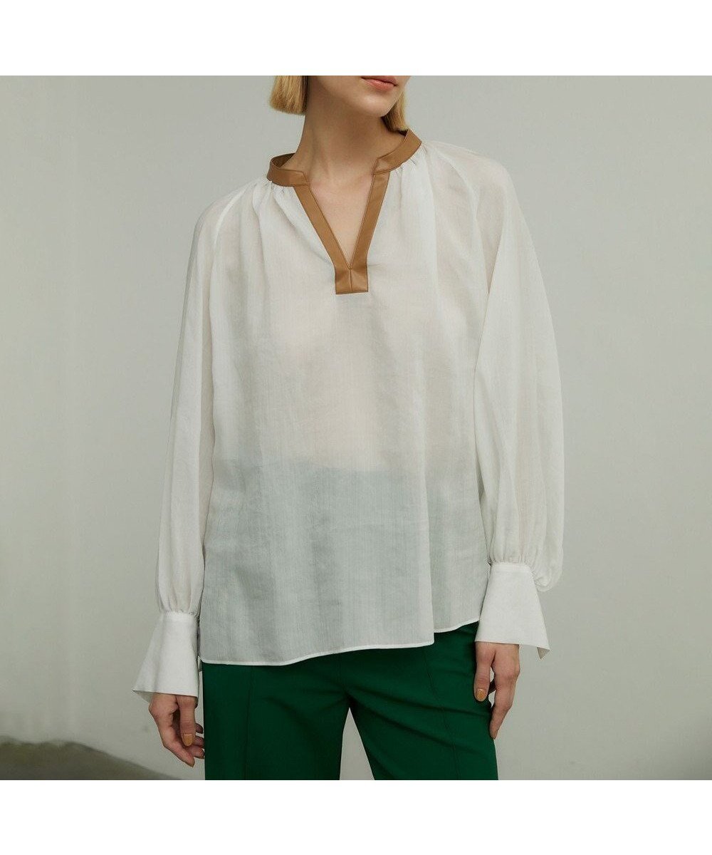 【ベイジ,/BEIGE,】の【STORY 7月号掲載】 PAULINE / レザーコンビブラウス 人気、トレンドファッション・服の通販 founy(ファニー) 　雑誌掲載アイテム　Magazine Items　ファッション雑誌　Fashion Magazines　ストーリィ　STORY　ファッション　Fashion　レディースファッション　Ladies' Fashion Online　トップス・カットソー　Tops/Tshirt　シャツ/ブラウス　Shirts/Blouses　7月号　July Issue　ギャザー　Gather　シンプル　Simple　フォルム　Form　エレガント 上品　Elegant　夏　Summer　春　Spring　S/S・春夏　Ss・Spring/Summer　雑誌　Magazine　 other-1|ID: prp329100004529698 ipo3291000000032650562