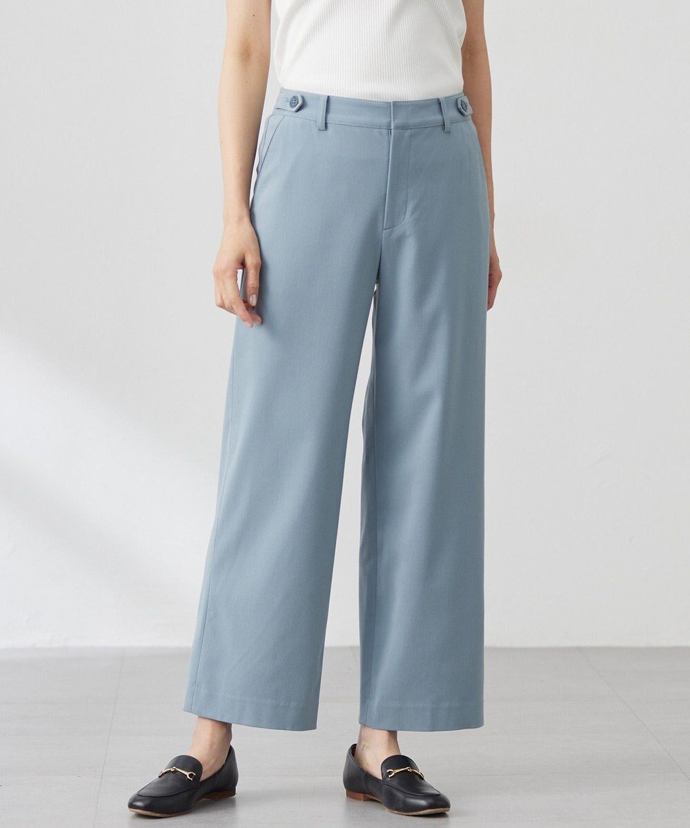 【ジェイ プレス/J.PRESS】の【洗える】CARREMAN 2WAY ストレート ワイド パンツ インテリア・キッズ・メンズ・レディースファッション・服の通販 founy(ファニー) 　ファッション　Fashion　レディースファッション　Fashion for Women　パンツ　Pants & Trousers　春　Spring　洗える　Machine Washable　シンプル　Simple, Minimal　ストレート　Straight, Straight Cut　バランス　Balance, Style Balance　フロント　Front, Front Design　ポケット　Pocket, Pocket Detail　ワイド　Wide, Wide Fit　ワンポイント　One Point, Statement Accent　S/S・春夏　SS, Spring/Summer, Warm Season　夏　Summer　スモーキーサックス系|ID: prp329100004529704 ipo3291000000033650600