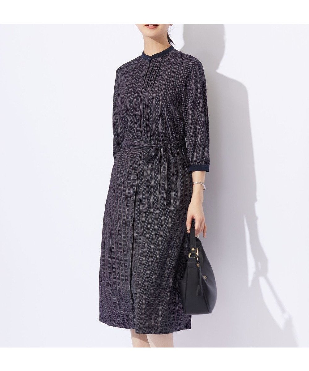 【ジェイ プレス/J.PRESS】の【洗える】ドットデシンプリント ピンタック ワンピース インテリア・キッズ・メンズ・レディースファッション・服の通販 founy(ファニー) 　ファッション　Fashion　レディースファッション　WOMEN　ワンピース　Dress　エレガント 上品　Elegant　洗える　Washable　カフス　Cuffs　ストライプ　Stripe　ドット　Dot　ブラウジング　Browsing　ペチコート　Petticoat　ポケット　Pocket　メタル　Metal　リボン　Ribbon　A/W・秋冬　Aw・Autumn/Winter・Fw・Fall-Winter　ビジネス 仕事 通勤　Business　ネイビー系|ID: prp329100004529708 ipo3291000000032137038