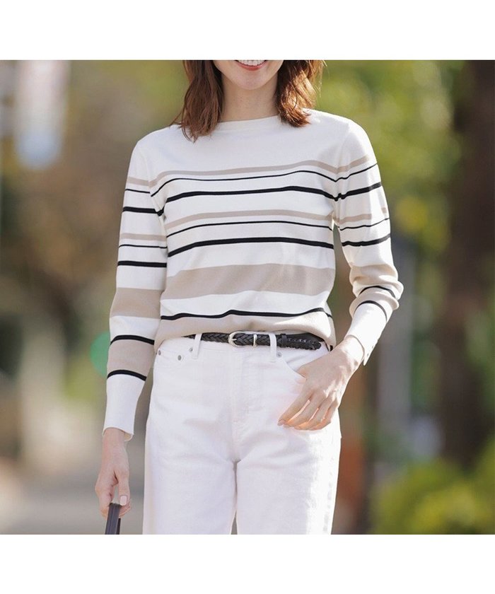 【ジェイ プレス/J.PRESS】の【洗える】Rayon Stretch Border ニット インテリア・キッズ・メンズ・レディースファッション・服の通販 founy(ファニー) https://founy.com/ ファッション Fashion レディースファッション Fashion for Women トップス・カットソー Cut & Sew Tops ニット Knit Tops & Sweaters スリット Slit, Slit Detail セーター Sweater, Knitwear ボーダー Border, Stripe 夏 Summer 春 Spring S/S・春夏 SS, Spring/Summer, Warm Season 洗える Machine Washable |ID: prp329100004529719 ipo3291000000033577866