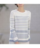 【ジェイ プレス/J.PRESS】の【洗える】Cotton Acetate パネルボーダー プルオーバー ニット ブルー系1|ID: prp329100004529722 ipo3291000000035568558