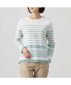 【ジェイ プレス/J.PRESS】の【洗える】Cotton Acetate パネルボーダー プルオーバー ニット セージグリーン系1|ID: prp329100004529722 ipo3291000000035568560