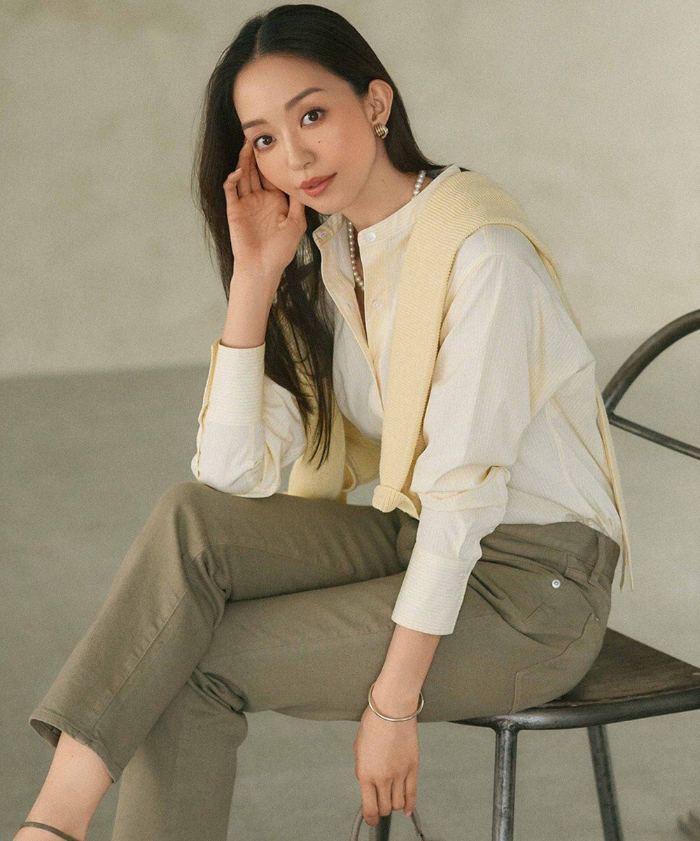 【23区/NIJYUSANKU】の【Oggi4月号掲載/洗える】CANCLINI バンドカラー シャツ インテリア・キッズ・メンズ・レディースファッション・服の通販 founy(ファニー) 　雑誌掲載アイテム　Magazine Items　ファッション雑誌　Fashion Magazines　オッジ　Oggi　ファッション　Fashion　レディースファッション　WOMEN　トップス・カットソー　Tops/Tshirt　シャツ/ブラウス　Shirts/Blouses　イタリア　Italy　インナー　Inner　春　Spring　洗える　Washable　クラシック　Classic　クロップド　Cropped　4月号　April Issue　シンプル　Simple　スキッパー　Skipper　ストライプ　Stripe　スリーブ　Sleeve　雑誌　Magazine　ダブル　Double　デニム　Denim　定番　Standard　バランス　Balance　ベーシック　Basic　ミラノ　Milan　無地　Plain Color　ラベンダー　Lavender　S/S・春夏　Ss・Spring/Summer　再入荷　Restock/Back In Stock/Re Arrival　夏　Summer　レモンイエローストライプ|ID: prp329100004529740 ipo3291000000032026505