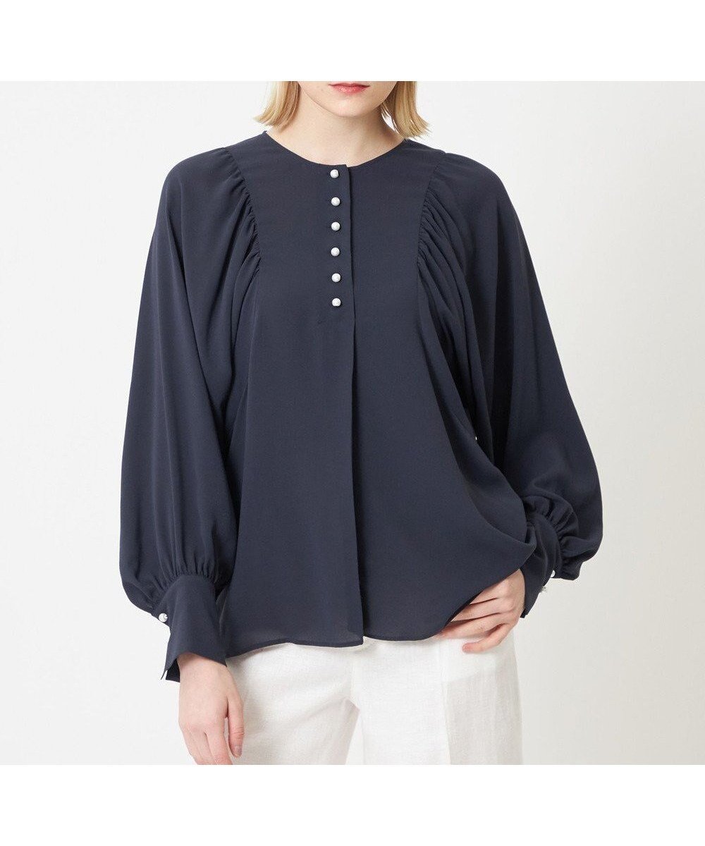 【ベイジ,/BEIGE,】のIRIS / ブラウス インテリア・キッズ・メンズ・レディースファッション・服の通販 founy(ファニー) 　ファッション　Fashion　レディースファッション　Fashion for Women　トップス・カットソー　Cut & Sew Tops　シャツ・ブラウス・オフィスカジュアル　Elegant Blouses & Button-Ups　2023年　2023　2023春夏・S/S　Spring/Summer 2023 SS23　おすすめ　Recommended / Our Picks　カフス　Cuff Design　ギャザー　Gathered, Ruffled　ジャケット　Jacket, Outerwear　ジョーゼット　Georgette, Semi-Sheer Fabric　ダウン　Down, Puffer　デニム　Denim, Jeans Material　パール　Pearl, Pearl Accent　ロマンティック　Romantic, Feminine Style　夏　Summer　S/S・春夏　SS, Spring/Summer, Warm Season　A/W・秋冬　Autumn/Winter　Navy|ID: prp329100004529753 ipo3291000000034315752