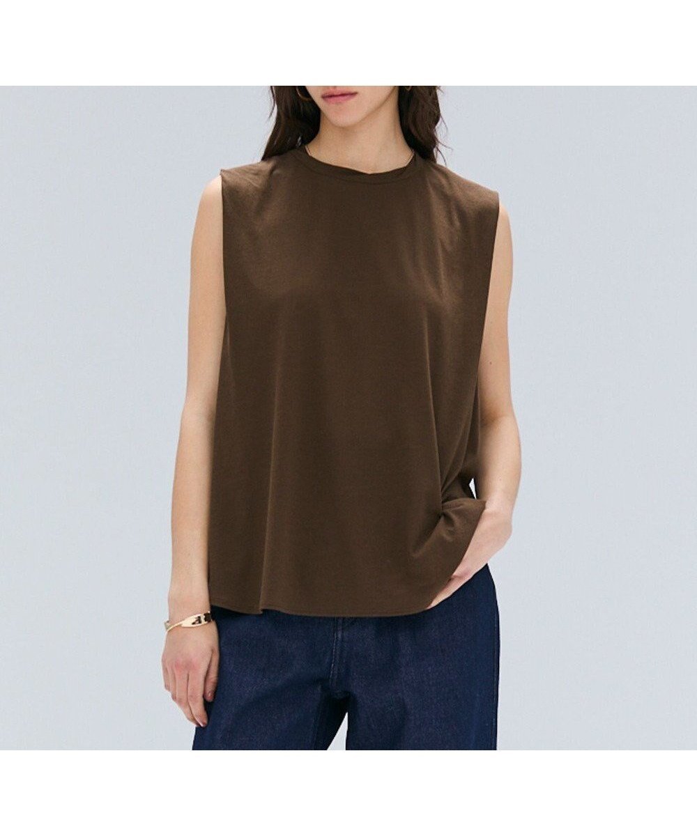 【ベイジ,/BEIGE,】の【BEIGE,ecru/WEB限定・洗える】FINE DRY TOUCH / ねじりデザインコットンノースリーブトップス インテリア・キッズ・メンズ・レディースファッション・服の通販 founy(ファニー) 　ファッション　Fashion　レディースファッション　WOMEN　トップス・カットソー　Tops/Tshirt　キャミソール / ノースリーブ　No Sleeves　シャツ/ブラウス　Shirts/Blouses　ロング / Tシャツ　T-Shirts　カットソー　Cut and Sewn　カットソー　Cut And Sew　夏　Summer　春　Spring　S/S・春夏　Ss・Spring/Summer　洗える　Washable　Brown|ID: prp329100004529758 ipo3291000000032026575