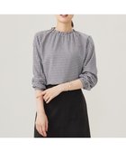 【ジェイ プレス/J.PRESS】の【洗える】ポリエステルヴィスコースブロックチェック フリルネック ブラウス チャコール×ピンク系|ID: prp329100004529838 ipo3291000000033552688