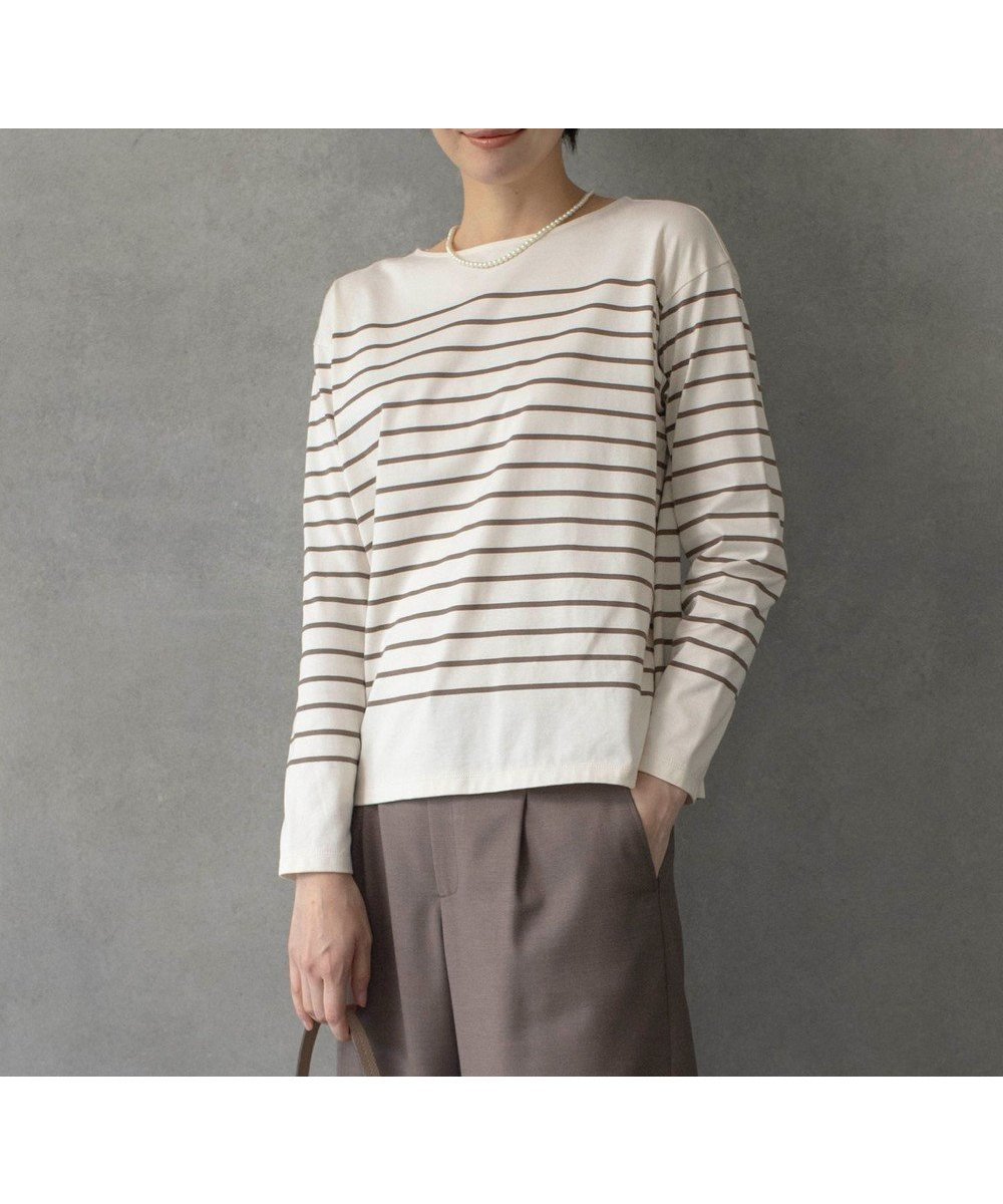 【ジェイ プレス/J.PRESS】のバスクボーダー カットソー 人気、トレンドファッション・服の通販 founy(ファニー) 　ファッション　Fashion　レディースファッション　WOMEN　トップス・カットソー　Tops/Tshirt　シャツ/ブラウス　Shirts/Blouses　ロング / Tシャツ　T-Shirts　カットソー　Cut and Sewn　カットソー　Cut And Sew　スリット　Slit　バスク　Basque　フェミニン　Feminine　ボトム　Bottom　ボーダー　Border　無地　Plain Color　ヨーク　Yoke　ロング　Long　A/W・秋冬　Aw・Autumn/Winter・Fw・Fall-Winter　エレガント 上品　Elegant　 other-1|ID: prp329100004529854 ipo3291000000032026968