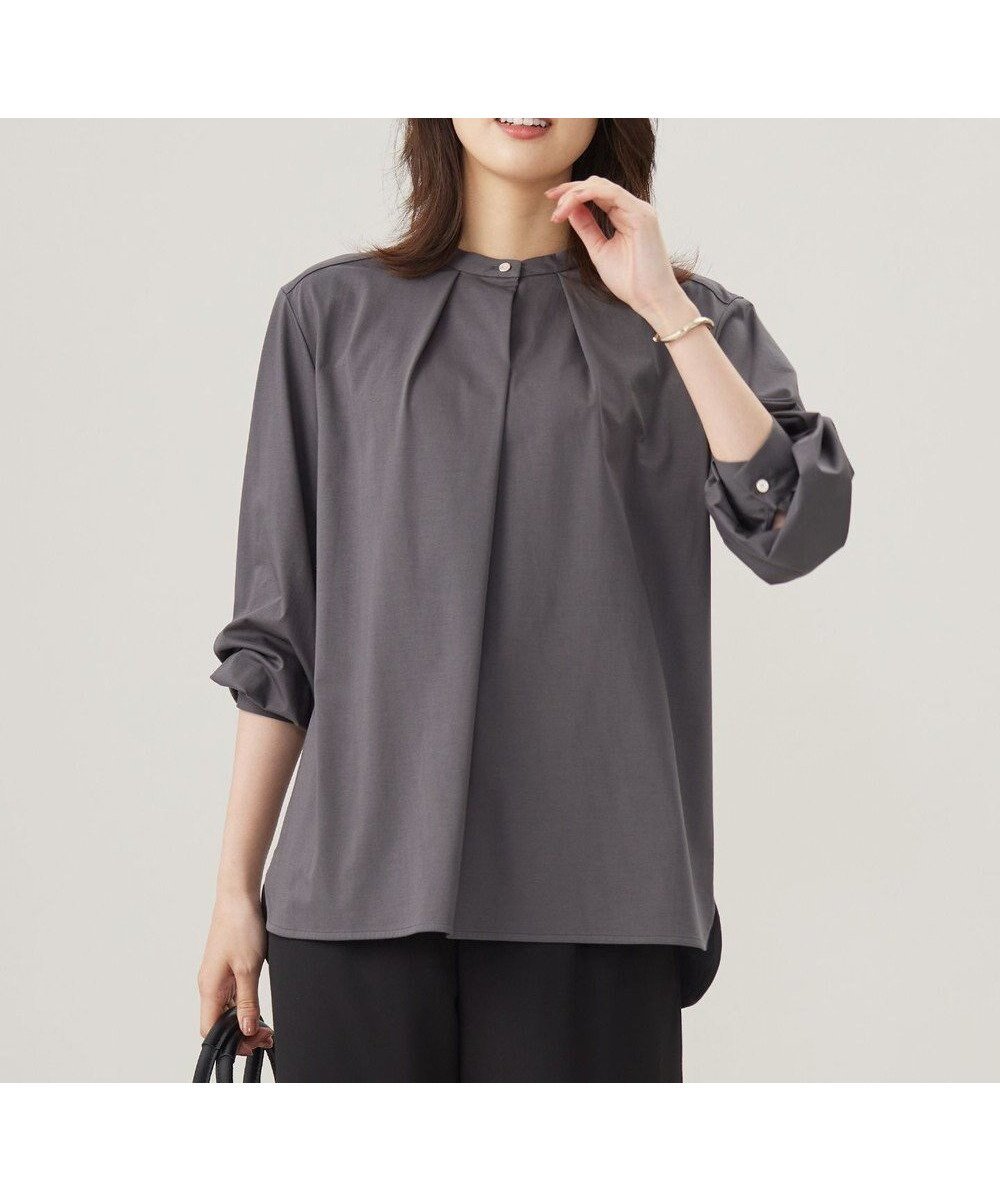 【ジェイ プレス/J.PRESS】のシャツジャージー バンドカラー カットソー インテリア・キッズ・メンズ・レディースファッション・服の通販 founy(ファニー) 　ファッション　Fashion　レディースファッション　Fashion for Women　トップス・カットソー　Cut & Sew Tops　シャツ・ブラウス・オフィスカジュアル　Elegant Blouses & Button-Ups　ロングTシャツ・Tシャツ　Longline T-Shirts & Tees　カットソー・ベーシックTシャツ　Cut-and-Sewn Tops / Stretch Tees & Basics　インナー　Innerwear　カットソー　Cut and Sewn Top　ストレッチ　Stretch, Stretchy Fabric　バランス　Balance, Style Balance　ベーシック　Basic, Essential　ボトム　Bottoms, Lower Wear　羽織　Haori, Light Jacket　メタル　Metal, Metal Parts　ラウンド　Round, Round Neck　A/W・秋冬　Autumn/Winter　スレート系|ID: prp329100004529949 ipo3291000000033440855