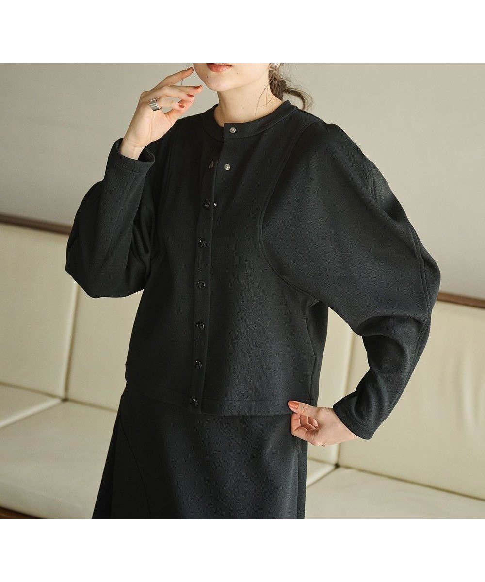 【ハッシュニュアンス/#Newans】のラウンドスリーブカーディガン インテリア・キッズ・メンズ・レディースファッション・服の通販 founy(ファニー) ファッション Fashion レディースファッション Fashion for Women トップス・カットソー Cut & Sew Tops カーディガン・羽織り Layered Style Cardigans カーディガン Cardigan, Knitwear コラボ Collaboration, Collab ジャカード/ジャガード Jacquard, Woven Pattern セットアップ Set-Up, Coordinated Outfit フォルム Silhouette, Form フロント Front, Front Design A/W・秋冬 Autumn/Winter ブラック|ID: prp329100004530030 ipo3291000000034323260