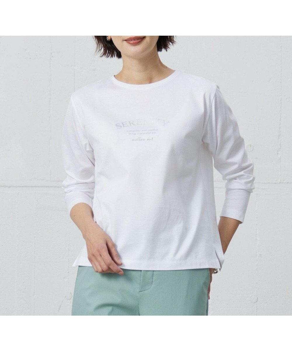 【ジェイ プレス/J.PRESS】のロゴ Tシャツ インテリア・キッズ・メンズ・レディースファッション・服の通販 founy(ファニー) 　ファッション　Fashion　レディースファッション　Fashion for Women　トップス・カットソー　Cut & Sew Tops　シャツ・ブラウス・オフィスカジュアル　Elegant Blouses & Button-Ups　ロングTシャツ・Tシャツ　Longline T-Shirts & Tees　カットソー・ベーシックTシャツ　Cut-and-Sewn Tops / Stretch Tees & Basics　インナー　Innerwear　春　Spring　カットソー　Cut and Sewn Top　今季　This Season, Current Season　シルケット　Silket, Silky Cotton　スリット　Slit, Slit Detail　プリント　Print, Printed Pattern　S/S・春夏　SS, Spring/Summer, Warm Season　夏　Summer　エレガント 上品　Elegant　ホワイト系|ID: prp329100004530066 ipo3291000000033101154