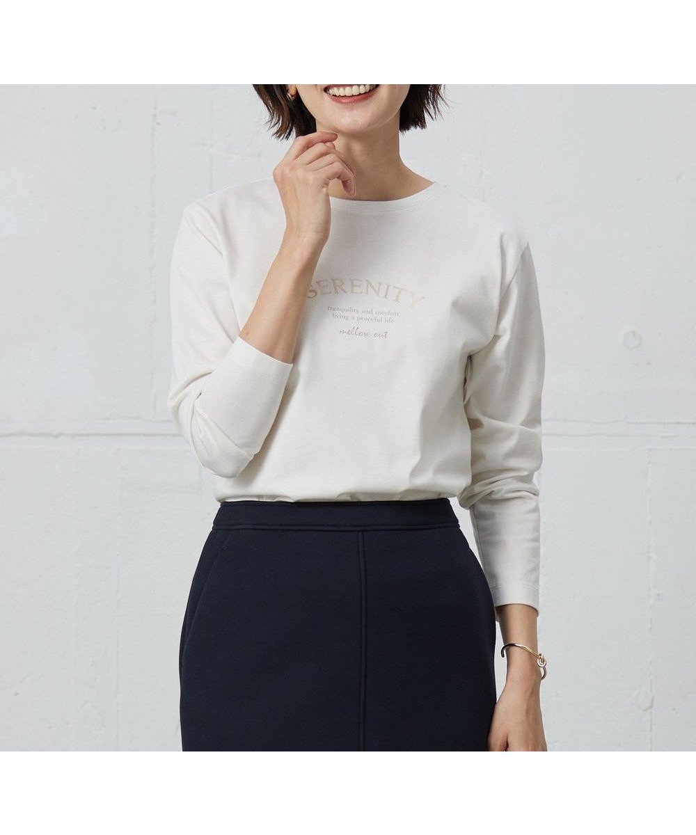 【ジェイ プレス/J.PRESS】のロゴ Tシャツ インテリア・キッズ・メンズ・レディースファッション・服の通販 founy(ファニー) 　ファッション　Fashion　レディースファッション　Fashion for Women　トップス・カットソー　Cut & Sew Tops　シャツ・ブラウス・オフィスカジュアル　Elegant Blouses & Button-Ups　ロングTシャツ・Tシャツ　Longline T-Shirts & Tees　カットソー・ベーシックTシャツ　Cut-and-Sewn Tops / Stretch Tees & Basics　インナー　Innerwear　春　Spring　カットソー　Cut and Sewn Top　今季　This Season, Current Season　シルケット　Silket, Silky Cotton　スリット　Slit, Slit Detail　プリント　Print, Printed Pattern　S/S・春夏　SS, Spring/Summer, Warm Season　夏　Summer　エレガント 上品　Elegant　ベージュ系|ID: prp329100004530066 ipo3291000000033101156