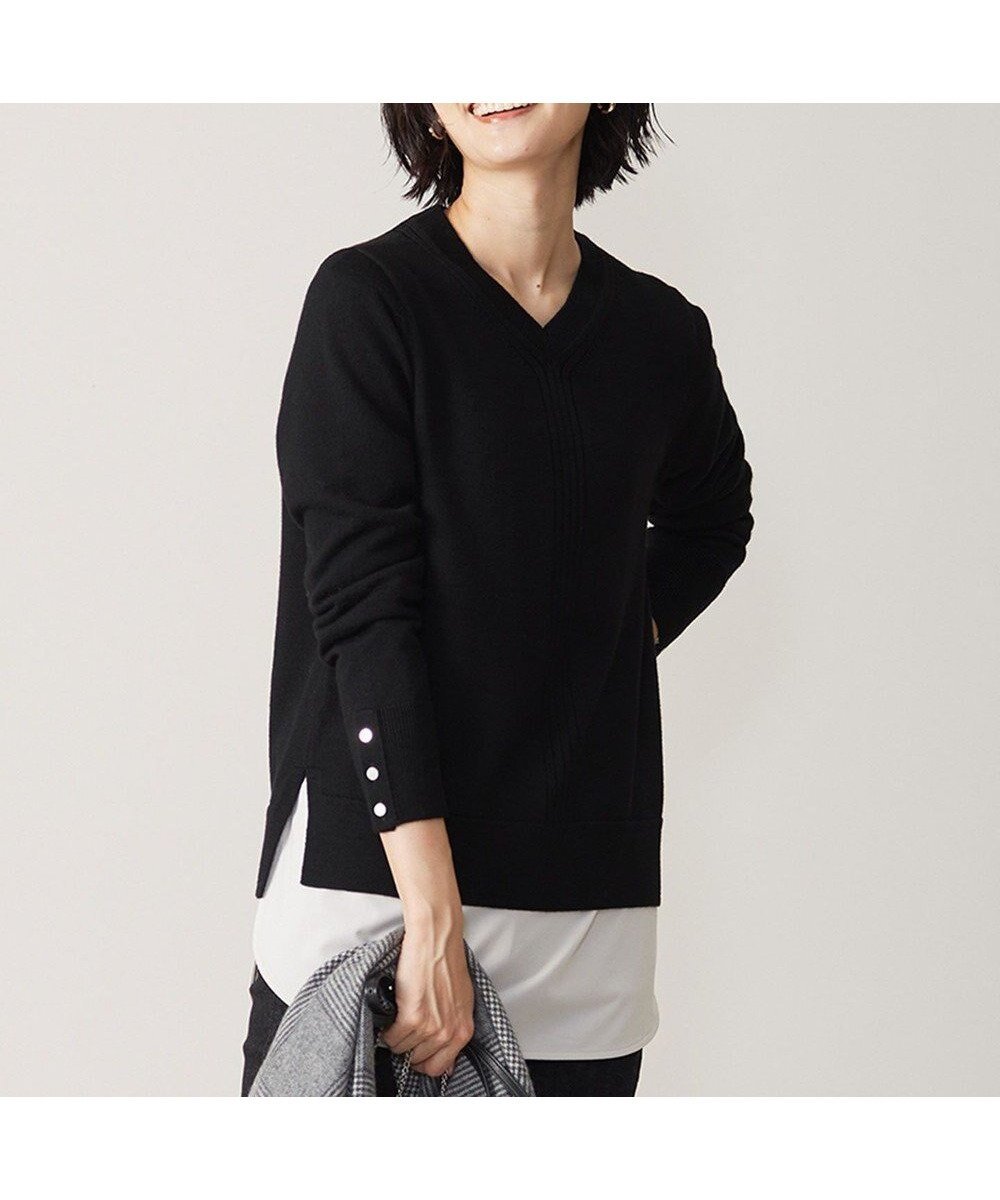 【ジェイ プレス/J.PRESS】のCLEAR LIGHT WOOL Vネック ニット インテリア・キッズ・メンズ・レディースファッション・服の通販 founy(ファニー) 　ファッション　Fashion　レディースファッション　WOMEN　トップス・カットソー　Tops/Tshirt　ニット　Knit Tops　Vネック　V-Neck　なめらか　Smooth　エレガント 上品　Elegant　カーディガン　Cardigan　シンプル　Simple　ジャケット　Jacket　スタイリッシュ　Stylish　スリット　Slit　セーター　Sweater　パープル　Purple　フロント　Front　A/W・秋冬　Aw・Autumn/Winter・Fw・Fall-Winter　ブラック系|ID: prp329100004530261 ipo3291000000032028670