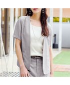 【ティアクラッセ/Tiaclasse】の【洗える】 麻調半袖ジャケット グレージュ|ID: prp329100004530304 ipo3291000000032563260