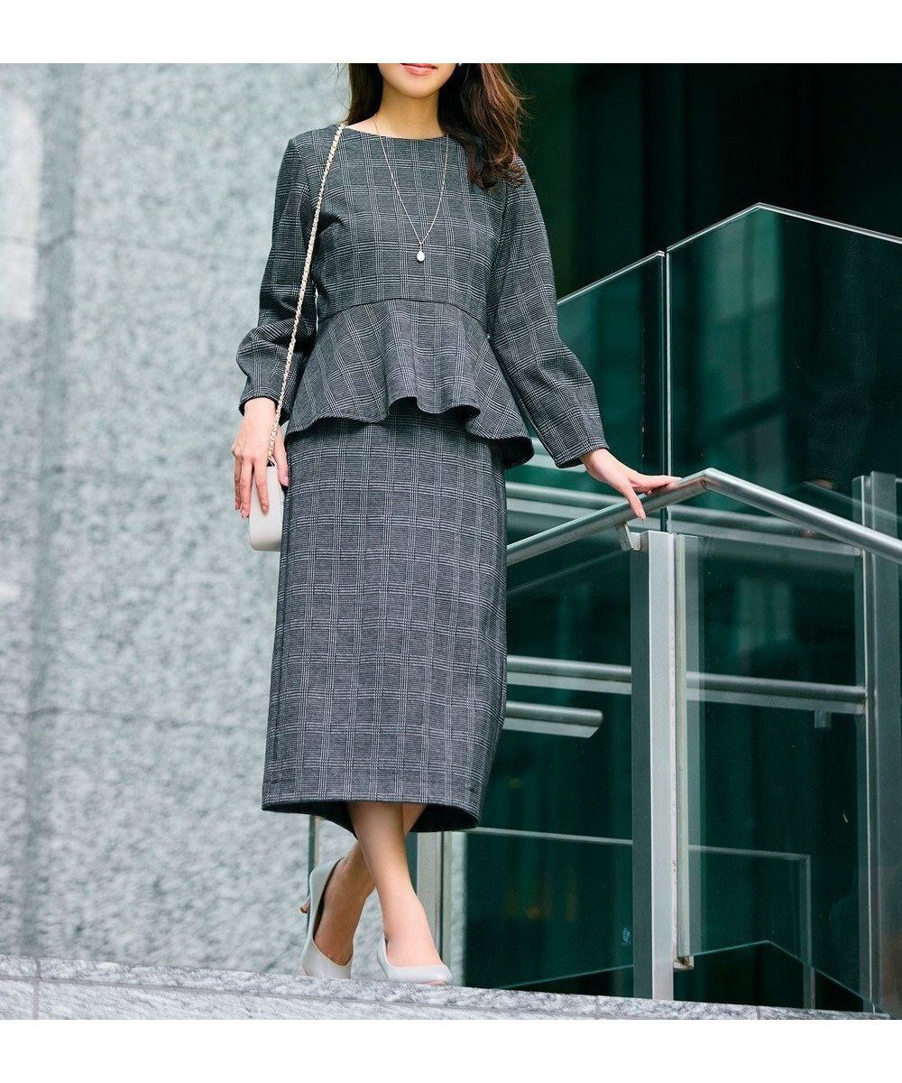 【エニィ スィス/any SiS】の【WEB・一部店舗限定】カットジャカードペプラム セットアップ インテリア・キッズ・メンズ・レディースファッション・服の通販 founy(ファニー) ファッション Fashion レディースファッション Fashion for Women ワンピース Dresses シンプル Simple, Minimal ジャカード/ジャガード Jacquard, Woven Pattern ストレッチ Stretch, Stretchy Fabric セットアップ Set-Up, Coordinated Outfit チェック Check, Plaid, Tartan 人気 Popular, Best Seller フェミニン Feminine, Girly ペプラム Peplum, Flared Hem 無地 Plain, Solid Color A/W・秋冬 Autumn/Winter ブラック系3|ID: prp329100004530307 ipo3291000000034282571