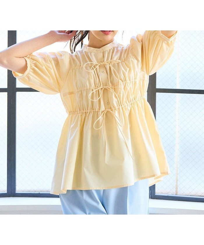 【フェルゥ/Feroux】の【洗える】リボンギャザー ブラウス インテリア・キッズ・メンズ・レディースファッション・服の通販 founy(ファニー) https://founy.com/ ファッション Fashion レディースファッション WOMEN トップス・カットソー Tops/Tshirt シャツ/ブラウス Shirts/Blouses ギャザー Gather シンプル Simple デニム Denim フェミニン Feminine ペプラム Peplum リボン Ribbon 夏 Summer 春 Spring S/S・春夏 Ss・Spring/Summer 洗える Washable |ID: prp329100004530349 ipo3291000000032029007
