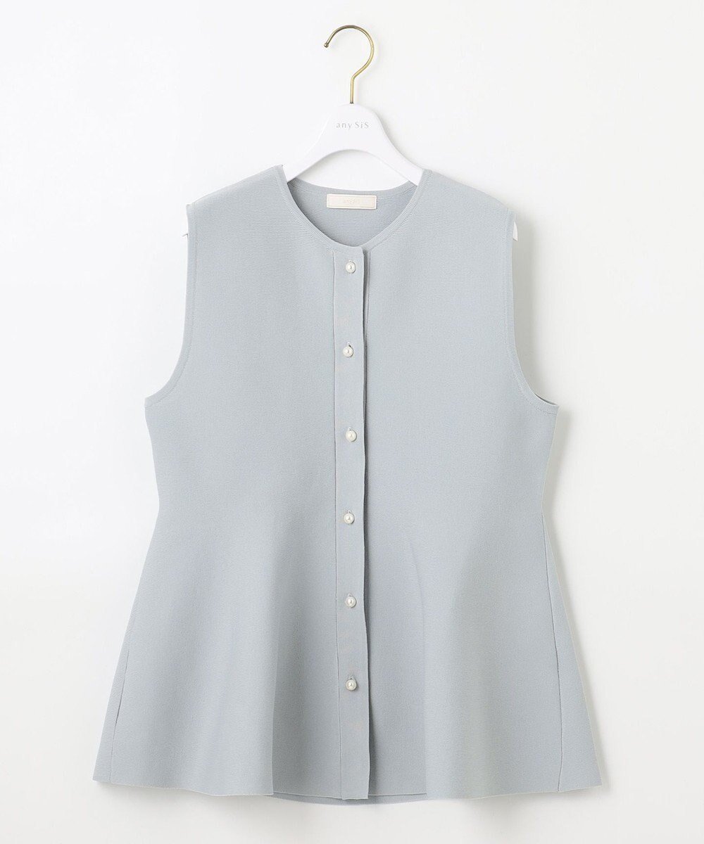 【エニィ スィス/any SiS】の【洗える】ペプラムニット ジレ インテリア・キッズ・メンズ・レディースファッション・服の通販 founy(ファニー) 　ファッション　Fashion　レディースファッション　WOMEN　アウター　Coat Outerwear　トップス・カットソー　Tops/Tshirt　ニット　Knit Tops　ベスト/ジレ　Gilets/Vests　セーター　Sweater　トレンド　Trend　パール　Pearl　フレア　Flare　ベスト　Vest　ペプラム　Peplum　リブニット　Rib Knit　エレガント 上品　Elegant　洗える　Washable　A/W・秋冬　Aw・Autumn/Winter・Fw・Fall-Winter　スカイブルー|ID: prp329100004530395 ipo3291000000032029213