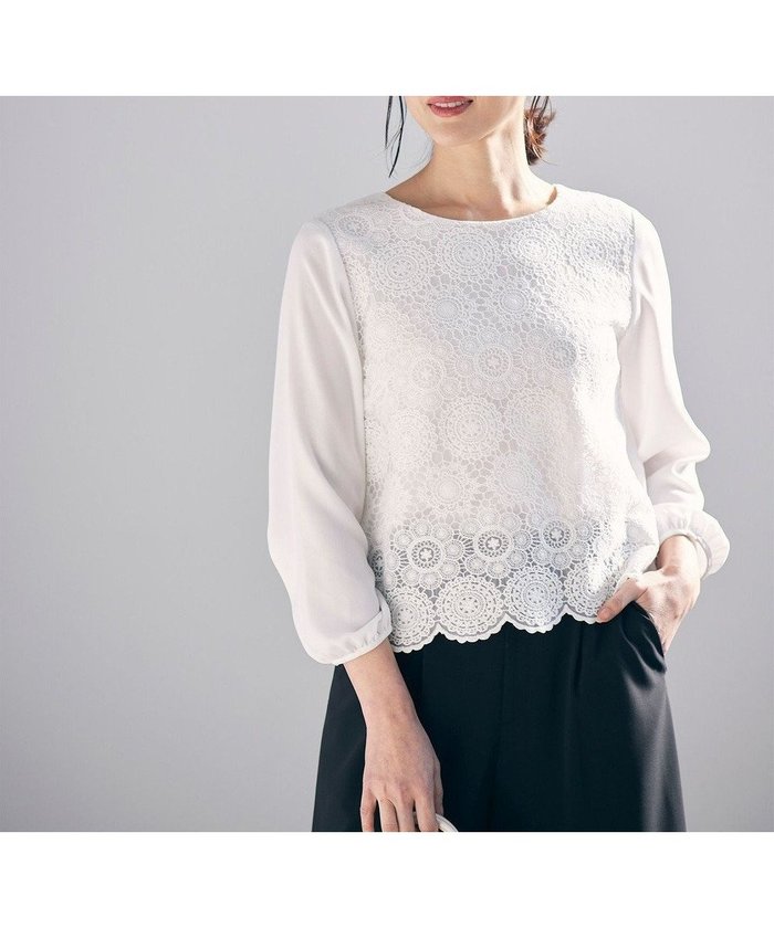 【エニィ スィス/any SiS】の【洗える】レイヤードレース ブラウス インテリア・キッズ・メンズ・レディースファッション・服の通販 founy(ファニー) https://founy.com/ ファッション Fashion レディースファッション WOMEN トップス・カットソー Tops/Tshirt シャツ/ブラウス Shirts/Blouses シンプル Simple ジャケット Jacket ジョーゼット Georgette セレモニー Ceremony チュール Tulle ドレープ Drape ボトム Bottom レース Race エレガント 上品 Elegant 再入荷 Restock/Back In Stock/Re Arrival 夏 Summer 春 Spring S/S・春夏 Ss・Spring/Summer 洗える Washable ビジネス 仕事 通勤 Business |ID: prp329100004530454 ipo3291000000032029442