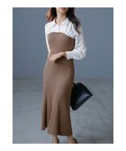 【エニィ スィス/any SiS】の【全方位 好印象】シャツコンビリブニット ワンピース モカ|ID: prp329100004530531 ipo3291000000032029770