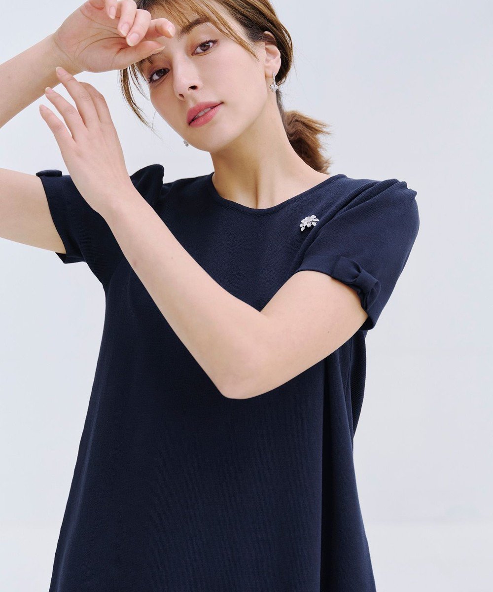 【ティアクラッセ/Tiaclasse】の【洗える】リボン袖ニットチュニックブラウス 人気、トレンドファッション・服の通販 founy(ファニー) 　ファッション　Fashion　レディースファッション　Fashion for Women　トップス・カットソー　Cut & Sew Tops　ニット　Knit Tops & Sweaters　シャツ・ブラウス・オフィスカジュアル　Elegant Blouses & Button-Ups　春　Spring　洗える　Machine Washable　カーディガン　Cardigan, Knitwear　セーター　Sweater, Knitwear　チュニック　Tunic, Long Top　ポケット　Pocket, Pocket Detail　半袖　Short Sleeve, Half Sleeve　リボン　Ribbon, Bow　ロング　Long, Long-Length　S/S・春夏　SS, Spring/Summer, Warm Season　再入荷　Restock / Back in Stock　夏　Summer　新作・新入荷　New Arrivals / New In　 other-1|ID: prp329100004530565 ipo3291000000032766145