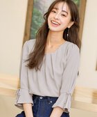 【ティアクラッセ/Tiaclasse】の【洗える】リボン付きタックフレア袖ブラウス グレー|ID: prp329100004530594 ipo3291000000032661146