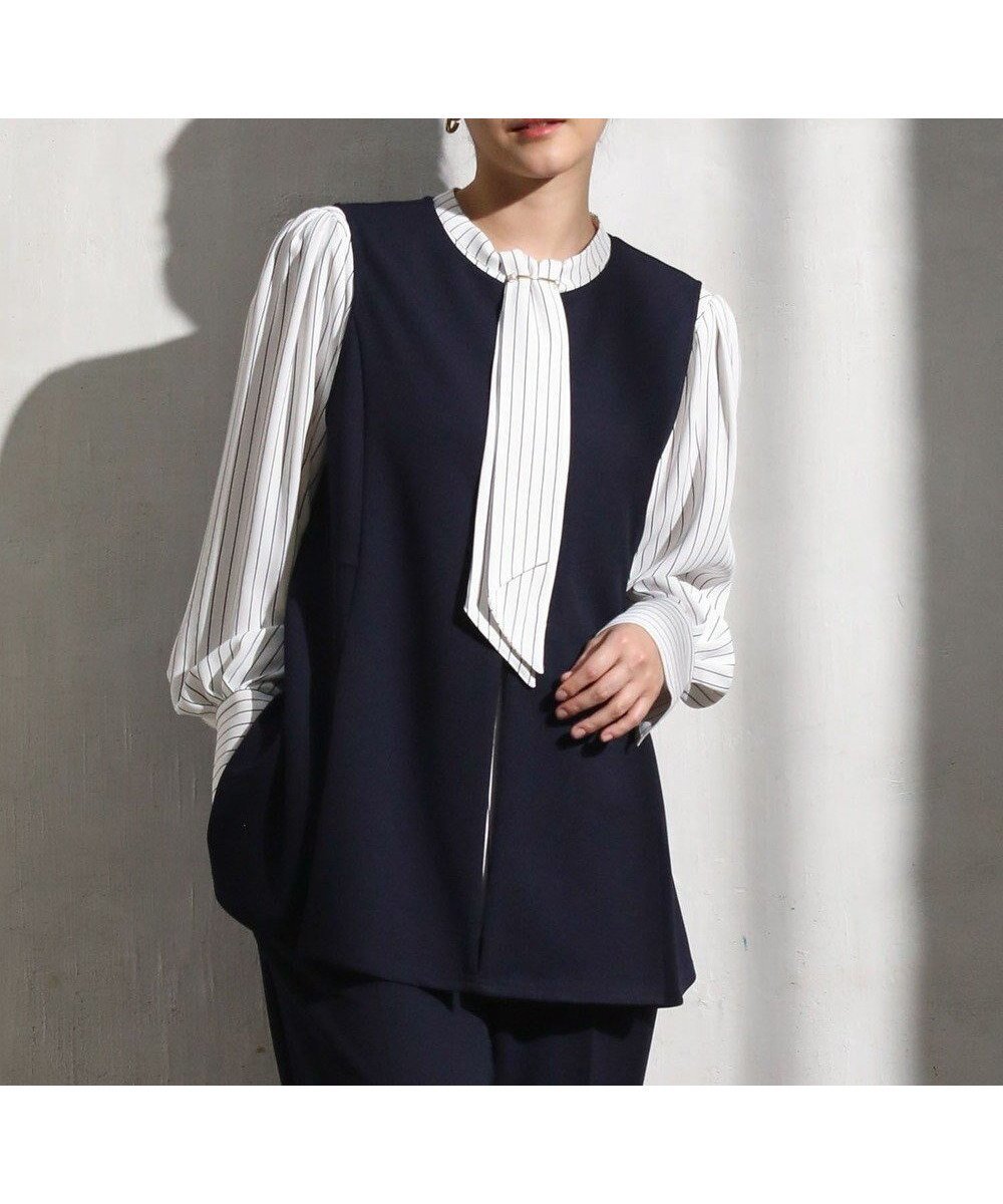 【グリーンパークス/Green Parks】のきれいシルエットジレ インテリア・キッズ・メンズ・レディースファッション・服の通販 founy(ファニー) 　ファッション　Fashion　レディースファッション　Fashion for Women　アウター　Coat / Outerwear Collection　トップス・カットソー　Cut & Sew Tops　ベスト&ジレ / 重ね着スタイル　Vests & Gilets　おすすめ　Recommended / Our Picks　セットアップ　Set-Up, Coordinated Outfit　ベスト　Vest, Waistcoat　ペプラム　Peplum, Flared Hem　ポケット　Pocket, Pocket Detail　メタル　Metal, Metal Parts　エレガント 上品　Elegant　夏　Summer　春　Spring　S/S・春夏　SS, Spring/Summer, Warm Season　Dark Navy|ID: prp329100004530643 ipo3291000000032747011