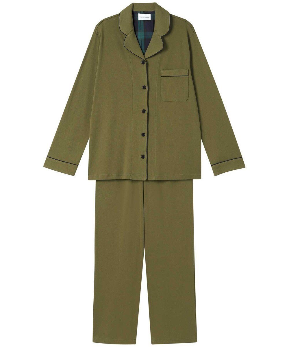 【ウンナナクール/une nana cool】の【綿100%】フライスパジャマ インテリア・キッズ・メンズ・レディースファッション・服の通販 founy(ファニー) 　ファッション　Fashion　レディースファッション　Fashion for Women　チェック　Check, Plaid, Tartan　パイピング　Piping, Trim Design　パジャマ　Pajamas, Sleepwear　リラックス　Relax, Relaxed Fit　おすすめ　Recommended / Our Picks　ギフト プレゼント　Gift / Present　OV|ID: prp329100004530655 ipo3291000000033681361
