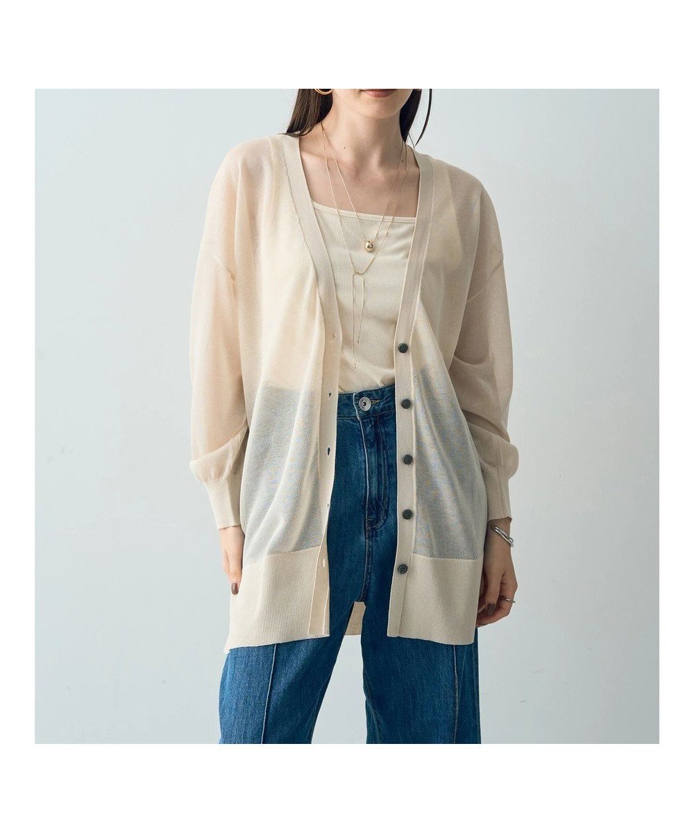 【イェッカ ヴェッカ/YECCA VECCA】のシアーニットミドル丈カーディガン インテリア・キッズ・メンズ・レディースファッション・服の通販 founy(ファニー) 　ファッション　Fashion　レディースファッション　WOMEN　トップス・カットソー　Tops/Tshirt　ニット　Knit Tops　カーディガン　Cardigans　カーディガン　Cardigan　シンプル　Simple　スタイリッシュ　Stylish　スリット　Slit　トレンド　Trend　フォルム　Form　ポケット　Pocket　ミドル　Middle　夏　Summer　春　Spring　S/S・春夏　Ss・Spring/Summer　Light Beige|ID: prp329100004530708 ipo3291000000032030534