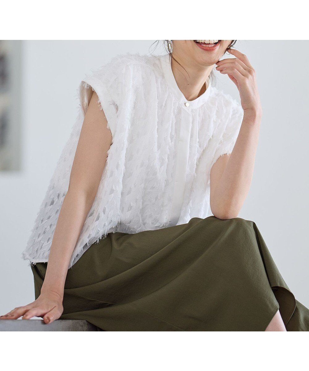 【エニィファム/any FAM】の【洗濯機可】フェザーカットジャガードブラウス 人気、トレンドファッション・服の通販 founy(ファニー) 　ファッション　Fashion　レディースファッション　WOMEN　トップス・カットソー　Tops/Tshirt　シャツ/ブラウス　Shirts/Blouses　おすすめ　Recommend　カットジャガード　Cut Jacquard　キャミソール　Camisole　タンク　Tank　デニム　Denim　エレガント 上品　Elegant　再入荷　Restock/Back In Stock/Re Arrival　夏　Summer　春　Spring　S/S・春夏　Ss・Spring/Summer　洗える　Washable　羽織　Haori　 other-1|ID: prp329100004530814 ipo3291000000032030976