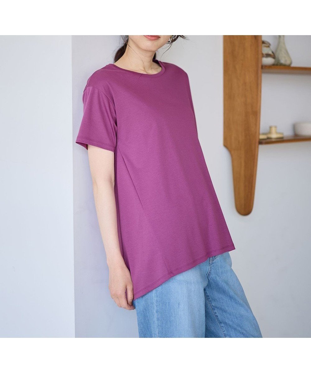 【エニィファム/any FAM】の【汗ジミ防止加工】シルケットスムースバックギャザーチュニック インテリア・キッズ・メンズ・レディースファッション・服の通販 founy(ファニー) 　ファッション　Fashion　レディースファッション　WOMEN　トップス・カットソー　Tops/Tshirt　シャツ/ブラウス　Shirts/Blouses　ロング / Tシャツ　T-Shirts　カットソー　Cut and Sewn　おすすめ　Recommend　カットソー　Cut And Sew　ギャザー　Gather　チュニック　Tunic　バランス　Balance　フレア　Flare　切替　Switching　夏　Summer　春　Spring　S/S・春夏　Ss・Spring/Summer　パープル|ID: prp329100004530879 ipo3291000000032031246