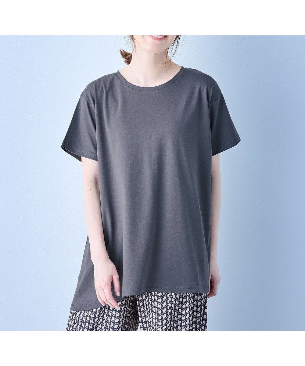 【エニィファム/any FAM】の【汗ジミ防止加工】シルケットスムースバックギャザーチュニック インテリア・キッズ・メンズ・レディースファッション・服の通販 founy(ファニー) 　ファッション　Fashion　レディースファッション　WOMEN　トップス・カットソー　Tops/Tshirt　シャツ/ブラウス　Shirts/Blouses　ロング / Tシャツ　T-Shirts　カットソー　Cut and Sewn　おすすめ　Recommend　カットソー　Cut And Sew　ギャザー　Gather　チュニック　Tunic　バランス　Balance　フレア　Flare　切替　Switching　夏　Summer　春　Spring　S/S・春夏　Ss・Spring/Summer　チャコール|ID: prp329100004530879 ipo3291000000032031248