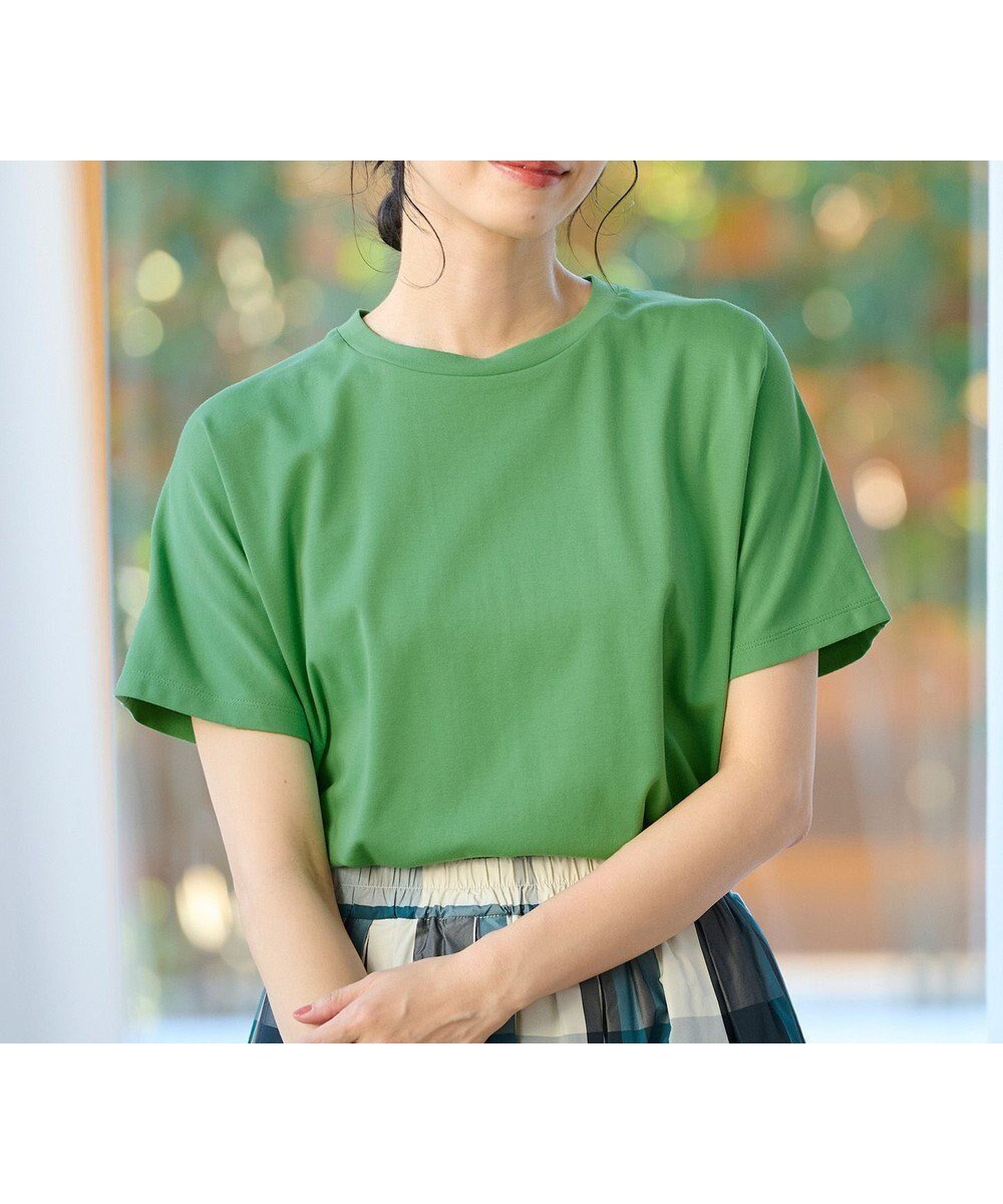 【エニィファム/any FAM】の【UVケア/接触冷感】プレミアムベーシック半袖Tシャツ インテリア・キッズ・メンズ・レディースファッション・服の通販 founy(ファニー) 　ファッション　Fashion　レディースファッション　WOMEN　トップス・カットソー　Tops/Tshirt　シャツ/ブラウス　Shirts/Blouses　ロング / Tシャツ　T-Shirts　カットソー　Cut and Sewn　春　Spring　カットソー　Cut And Sew　シンプル　Simple　定番　Standard　人気　Popularity　プレミアム　Premium　ベーシック　Basic　ポケット　Pocket　半袖　Short Sleeve　S/S・春夏　Ss・Spring/Summer　再入荷　Restock/Back In Stock/Re Arrival　夏　Summer　グリーン|ID: prp329100004531109 ipo3291000000032032224