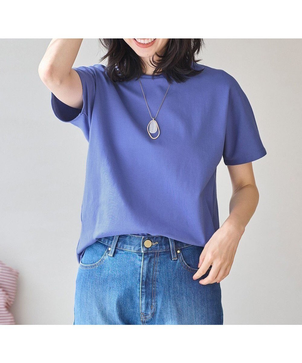 【エニィファム/any FAM】の【UVケア/接触冷感】プレミアムベーシック半袖Tシャツ インテリア・キッズ・メンズ・レディースファッション・服の通販 founy(ファニー) 　ファッション　Fashion　レディースファッション　WOMEN　トップス・カットソー　Tops/Tshirt　シャツ/ブラウス　Shirts/Blouses　ロング / Tシャツ　T-Shirts　カットソー　Cut and Sewn　春　Spring　カットソー　Cut And Sew　シンプル　Simple　定番　Standard　人気　Popularity　プレミアム　Premium　ベーシック　Basic　ポケット　Pocket　半袖　Short Sleeve　S/S・春夏　Ss・Spring/Summer　再入荷　Restock/Back In Stock/Re Arrival　夏　Summer　ブルー|ID: prp329100004531109 ipo3291000000032032226