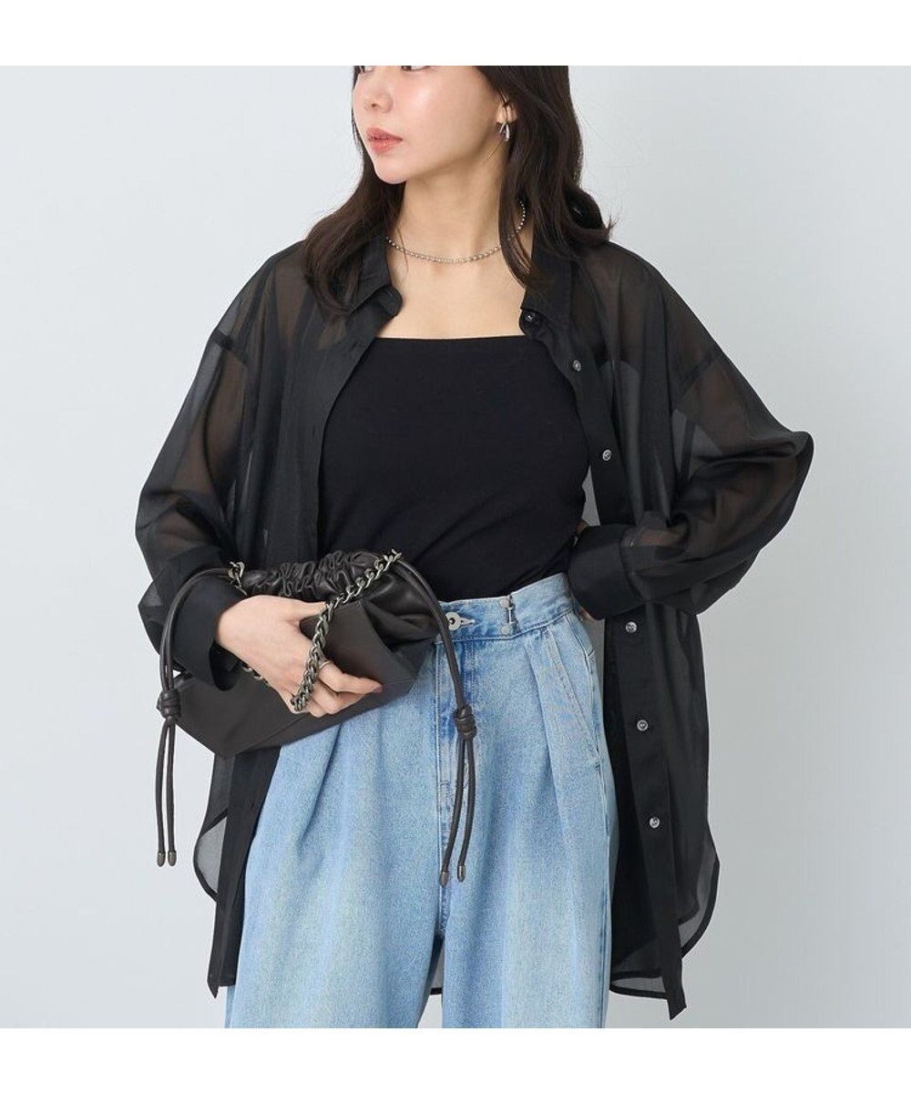 【アースミュージックアンドエコロジー/earth music&ecology】のシアーシャツ インテリア・キッズ・メンズ・レディースファッション・服の通販 founy(ファニー) 　ファッション　Fashion　レディースファッション　WOMEN　トップス・カットソー　Tops/Tshirt　シャツ/ブラウス　Shirts/Blouses　おすすめ　Recommend　インナー　Inner　エアリー　Airy　ポケット　Pocket　夏　Summer　春　Spring　S/S・春夏　Ss・Spring/Summer　Black|ID: prp329100004531160 ipo3291000000032032451