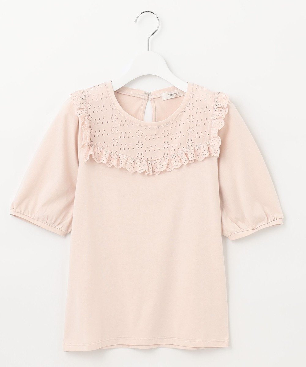 【フェルゥ/Feroux】の【接触冷感・UVケア】カットワークパフスリーブ Tシャツ インテリア・キッズ・メンズ・レディースファッション・服の通販 founy(ファニー) 　ファッション　Fashion　レディースファッション　WOMEN　トップス・カットソー　Tops/Tshirt　シャツ/ブラウス　Shirts/Blouses　ロング / Tシャツ　T-Shirts　カットソー　Cut and Sewn　なめらか　Smooth　オレンジ　Orange　カットソー　Cut And Sew　ショルダー　Shoulder　スリーブ　Sleeve　バランス　Balance　フェミニン　Feminine　フリル　Frills　ペプラム　Peplum　レース　Race　ワイド　Wide　夏　Summer　春　Spring　S/S・春夏　Ss・Spring/Summer　ビジネス 仕事 通勤　Business　ピンク系|ID: prp329100004531236 ipo3291000000032032761