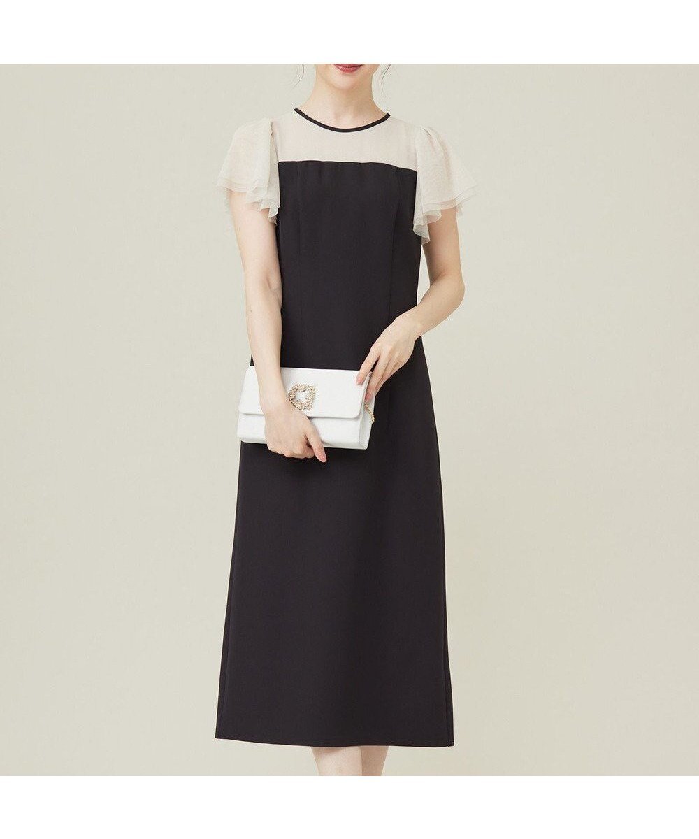【エニィ スィス/any SiS】のフリルスリーブペンシル ドレス 人気、トレンドファッション・服の通販 founy(ファニー) 　ファッション　Fashion　レディースファッション　WOMEN　ワンピース　Dress　ドレス　Party Dresses　エレガント 上品　Elegant　カットソー　Cut And Sew　クール　Cool　コンビ　Combination　シフォン　Chiffon　シンプル　Simple　ストレッチ　Stretch　スリーブ　Sleeve　ダブル　Double　ドレス　Dress　フリル　Frills　ペンシル　Pencil　ヨーク　Yoke　楽ちん　Easy　A/W・秋冬　Aw・Autumn/Winter・Fw・Fall-Winter　おすすめ　Recommend　 other-1|ID: prp329100004531267 ipo3291000000032032880