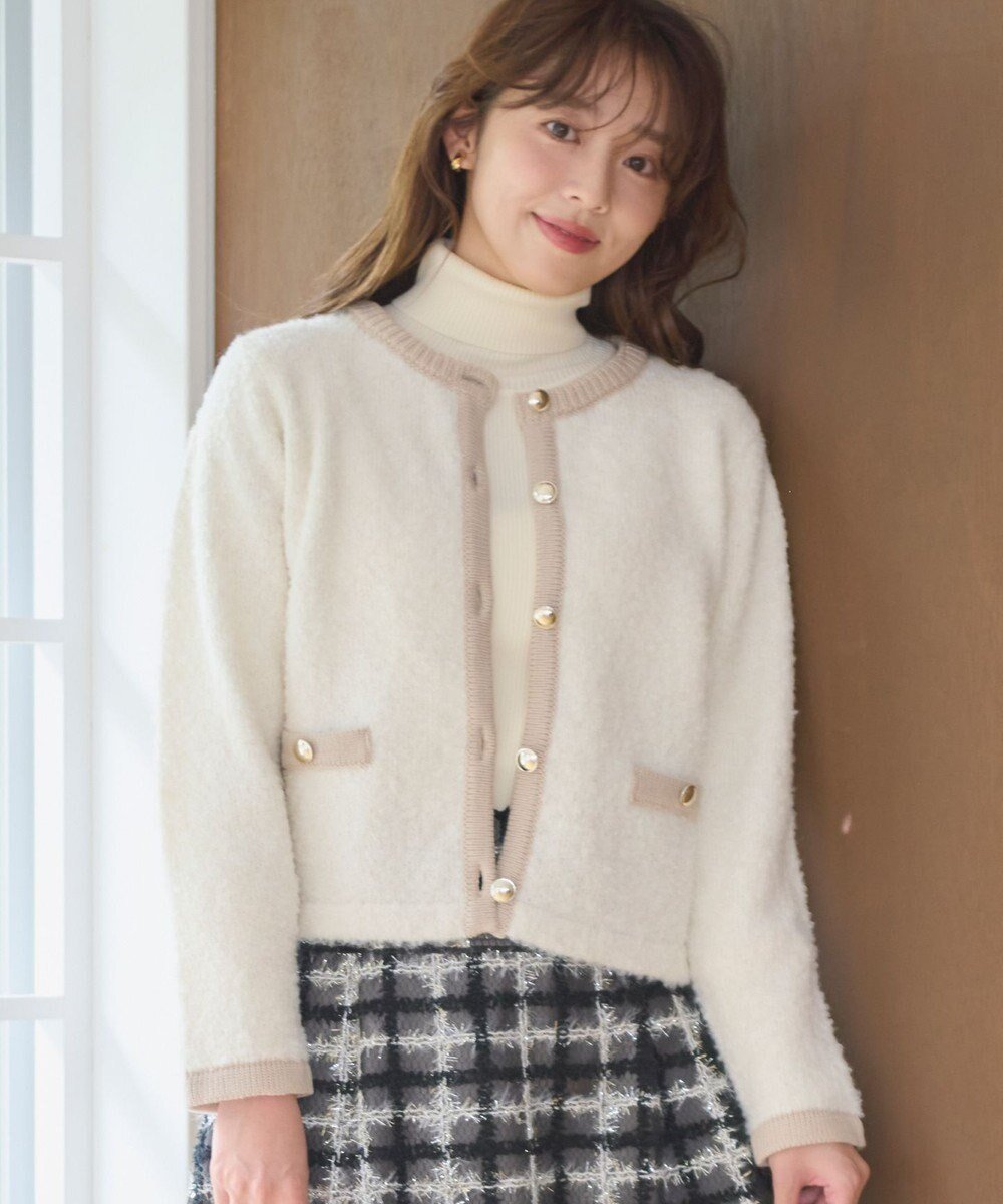 【フェルゥ/Feroux】の【洗える】ブークレー ニットジャケット 人気、トレンドファッション・服の通販 founy(ファニー) 　ファッション　Fashion　レディースファッション　WOMEN　アンサンブル　Ensemble　インナー　Inner　カーディガン　Cardigan　ジャケット　Jacket　タートル　Turtle　トリミング　Trimming　フェミニン　Feminine　ループ　Loop　洗える　Washable　A/W・秋冬　Aw・Autumn/Winter・Fw・Fall-Winter　 other-1|ID: prp329100004531288 ipo3291000000032032960