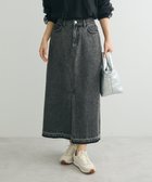 【グリーンパークス/Green Parks】のフロントスリットデニムロングスカート Black|ID: prp329100004531303 ipo3291000000032033029