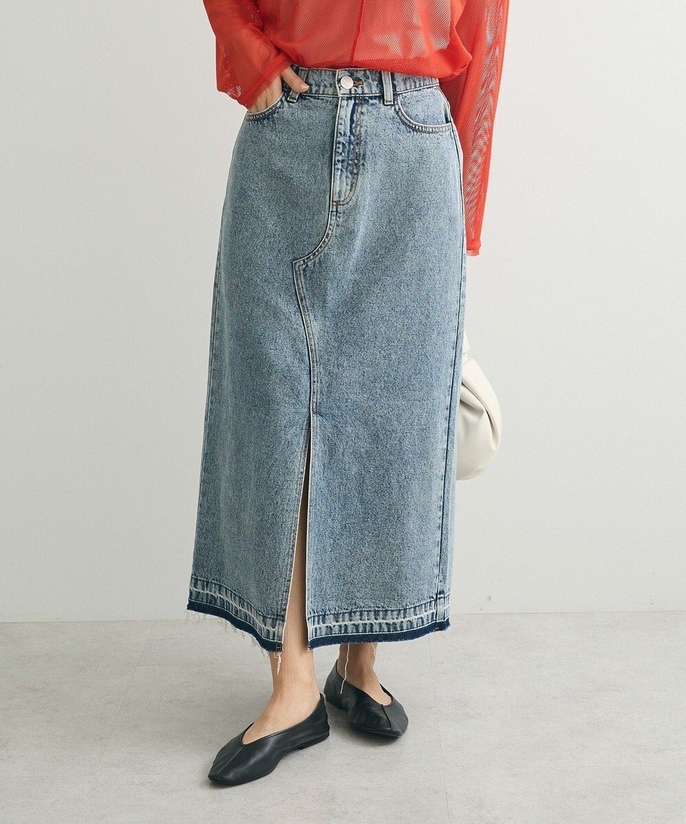 【グリーンパークス/Green Parks】のフロントスリットデニムロングスカート インテリア・キッズ・メンズ・レディースファッション・服の通販 founy(ファニー) ファッション Fashion レディースファッション Fashion for Women スカート Skirts ロングスカート Long Skirts / Maxi & Midi Skirts おすすめ Recommended / Our Picks カットオフ Cut-Off Design スタイリッシュ Stylish, Fashionable ストレート Straight, Straight Cut スリット Slit, Slit Detail デニム Denim, Jeans Material フロント Front, Front Design ポケット Pocket, Pocket Detail ロング Long, Long-Length 夏 Summer 春 Spring S/S・春夏 SS, Spring/Summer, Warm Season Sax|ID: prp329100004531303 ipo3291000000033594986