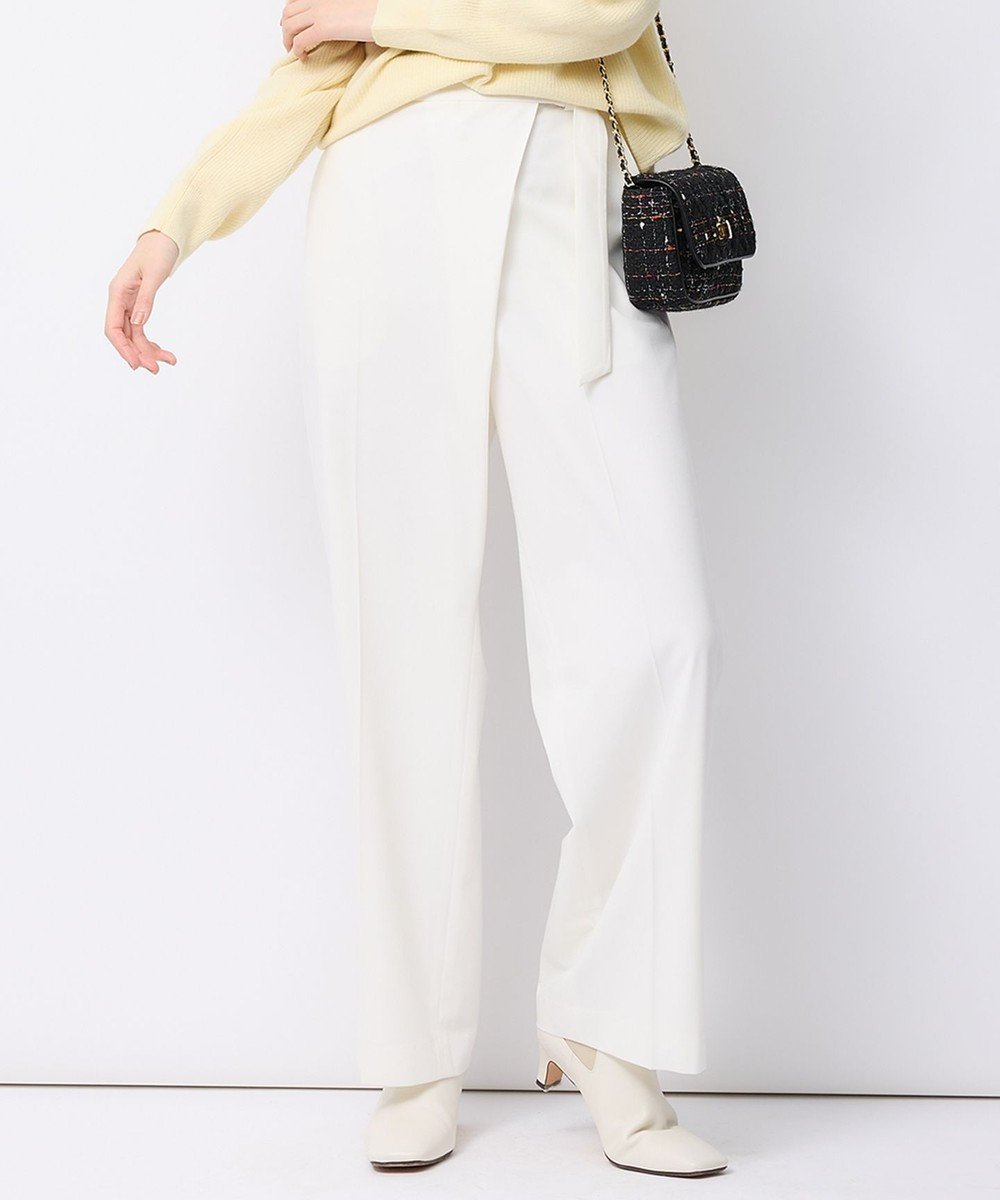 【23区/NIJYUSANKU】の【洗える】ポリエステルレーヨン ラップディテール パンツ インテリア・キッズ・メンズ・レディースファッション・服の通販 founy(ファニー) 　ファッション　Fashion　レディースファッション　WOMEN　パンツ　Pants　洗える　Washable　カットソー　Cut And Sew　ストレッチ　Stretch　ストレート　Straight　センター　Center　ツイル　Twill　バランス　Balance　ラップ　Wrap　ワイド　Wide　A/W・秋冬　Aw・Autumn/Winter・Fw・Fall-Winter　S/S・春夏　Ss・Spring/Summer　再入荷　Restock/Back In Stock/Re Arrival　夏　Summer　アイボリー系|ID: prp329100004531357 ipo3291000000032033248
