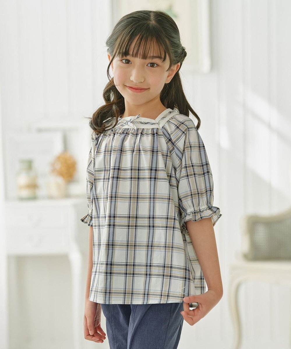 【組曲 / KIDS/KUMIKYOKU】の【110-140㎝】プランタンチェック ブラウス インテリア・キッズ・メンズ・レディースファッション・服の通販 founy(ファニー) 　ファッション　Fashion　キッズファッション　Fashion for Kids　トップス・カットソー　Cut & Sew Tops　スクエア　Square, Square Shape　チェック　Check, Plaid, Tartan　ヨーク　Yoke, Yoke Design　リボン　Ribbon, Bow　夏　Summer　春　Spring　S/S・春夏　SS, Spring/Summer, Warm Season　ベージュ|ID: prp329100004532317 ipo3291000000034269349