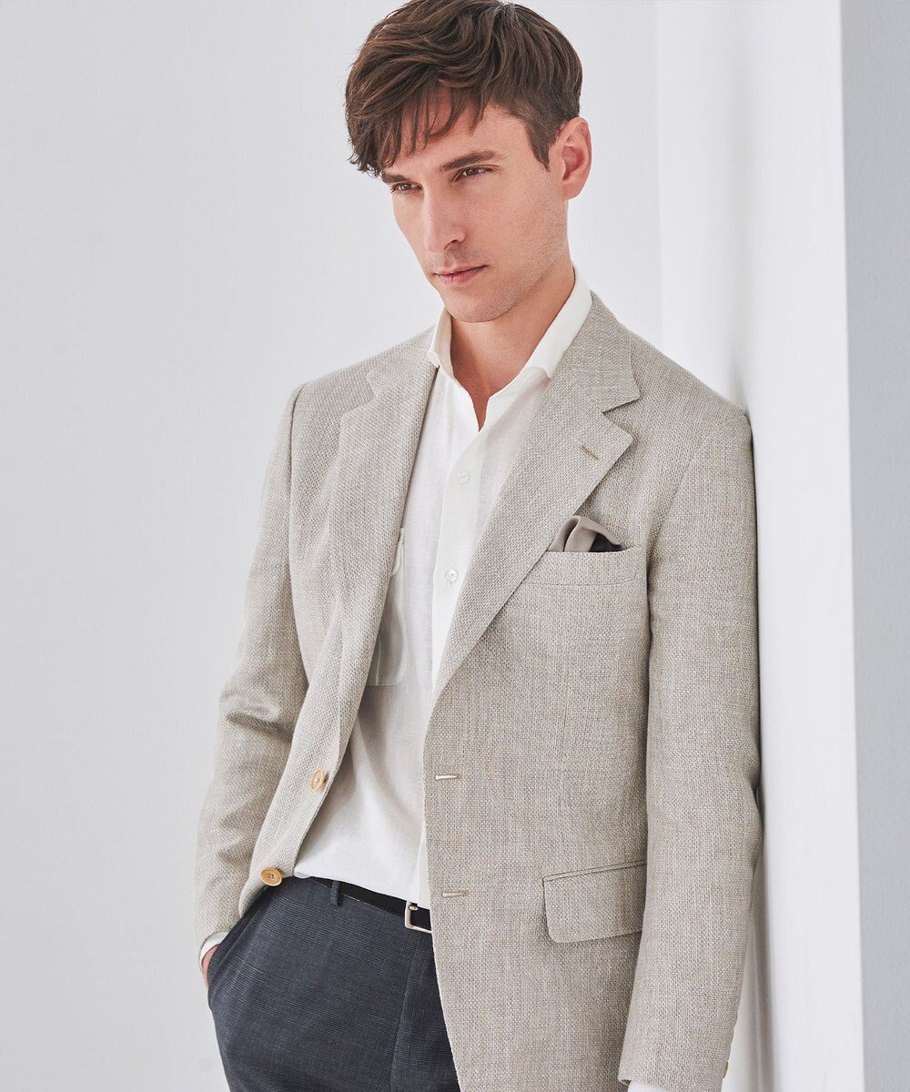 【五大陸/gotairiku / MEN】の【DORMEUIL】ドーメル HEXAGON リネン ジャケット_ベージュ 人気、トレンドファッション・服の通販 founy(ファニー) 　ファッション　Fashion　メンズファッション　MEN　アウター　Coats Outerwear/Men　テーラードジャケット　Tailored Jackets　シェイプ　Shape　シンプル　Simple　ジャケット　Jacket　リネン　Linen　レギュラー　Regular　エレガント 上品　Elegant　夏　Summer　春　Spring　S/S・春夏　Ss・Spring/Summer　 other-1|ID: prp329100004532327 ipo3291000000032037383