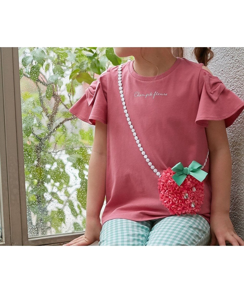 【エニファム/any FAM / KIDS】の接触冷感 いろいろモチーフ Tシャツ インテリア・キッズ・メンズ・レディースファッション・服の通販 founy(ファニー) 　ファッション　Fashion　キッズファッション　KIDS　トップス・カットソー　Tops/Tees/Kids　カットソー　Cut And Sew　チュール　Tulle　ポケット　Pocket　モチーフ　Motif　リボン　Ribbon　レース　Race　夏　Summer　定番　Standard　春　Spring　S/S・春夏　Ss・Spring/Summer　ピンク×イチゴポシェット|ID: prp329100004532329 ipo3291000000032037390
