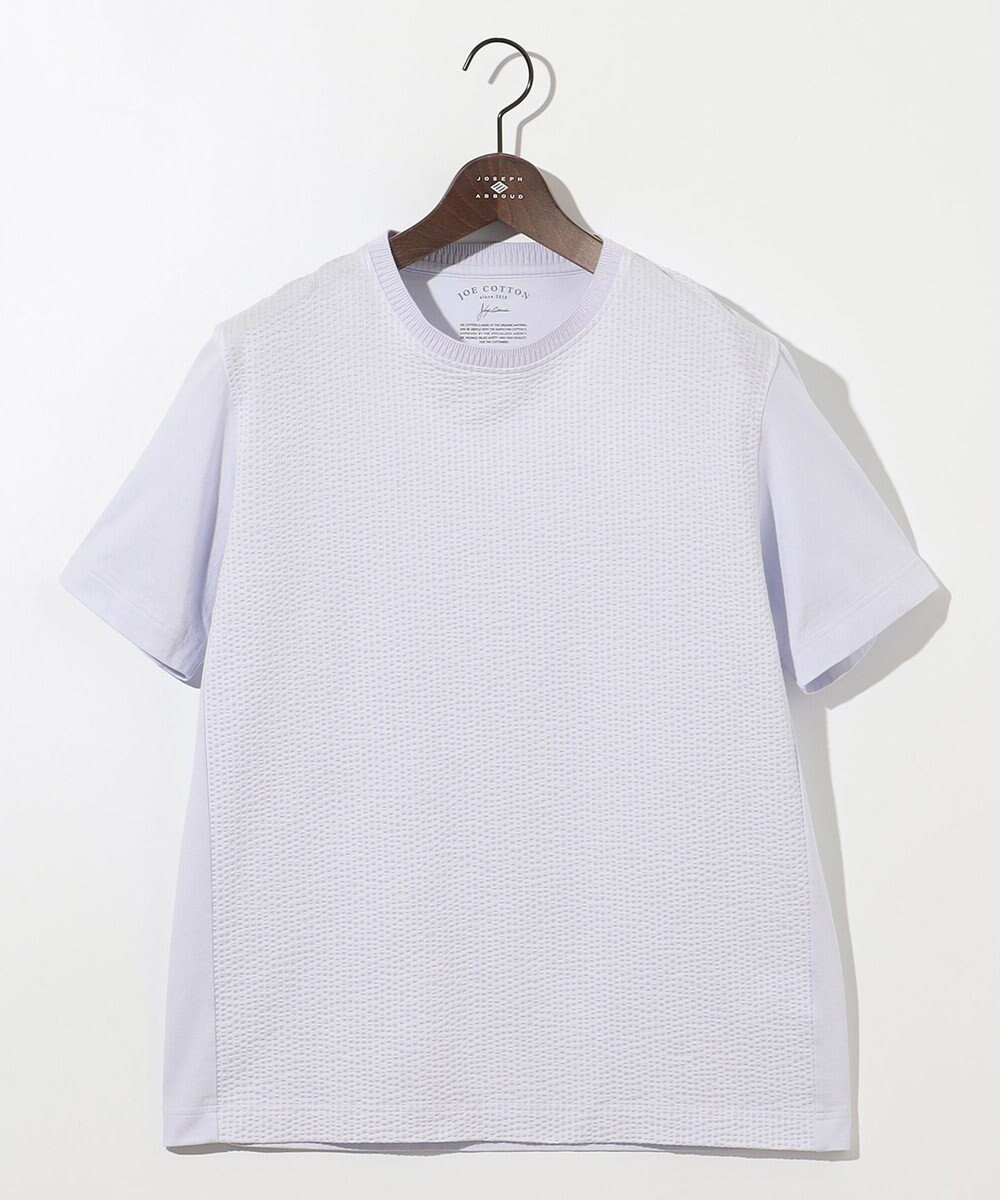 【ジョセフ アブード/JOSEPH ABBOUD / MEN】の【オーガニックコットン使用・日本素材・日本縫製】JOEコットンサッカークルーネック Tシャツ インテリア・キッズ・メンズ・レディースファッション・服の通販 founy(ファニー) 　ファッション　Fashion　メンズファッション　Men's Style Online　トップス・カットソー　Tops/Tshirt/Men　シャツ　Shirts　イエロー　Yellow　春　Spring　カットソー　Cut And Sew　コンビ　Combination　サッカー　Soccer　ジャケット　Jacket　ラベンダー　Lavender　S/S・春夏　Ss・Spring/Summer　再入荷　Restock/Back In Stock/Re Arrival　夏　Summer　エレガント 上品　Elegant　ライラック系|ID: prp329100004532346 ipo3291000000032633940