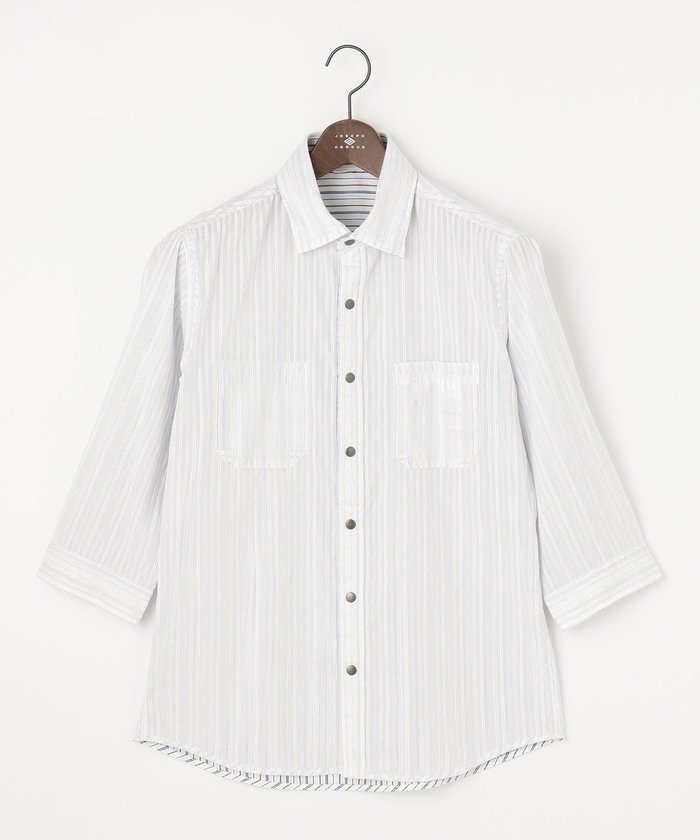 【ジョセフ アブード/JOSEPH ABBOUD / MEN】の【2WAY/オーガニックコットン使用】ライトリバーシブルストライプシャツ インテリア・キッズ・メンズ・レディースファッション・服の通販 founy(ファニー) https://founy.com/ ファッション Fashion メンズファッション MEN トップス・カットソー Tops/Tshirt/Men シャツ Shirts 春 Spring 軽量 Lightweight サッカー Soccer シンプル Simple ストライプ Stripe タンク Tank デニム Denim ドット Dot 定番 Standard リバーシブル Reversible ワイド Wide ワイヤー Wire S/S・春夏 Ss・Spring/Summer 夏 Summer |ID: prp329100004532390 ipo3291000000032037659