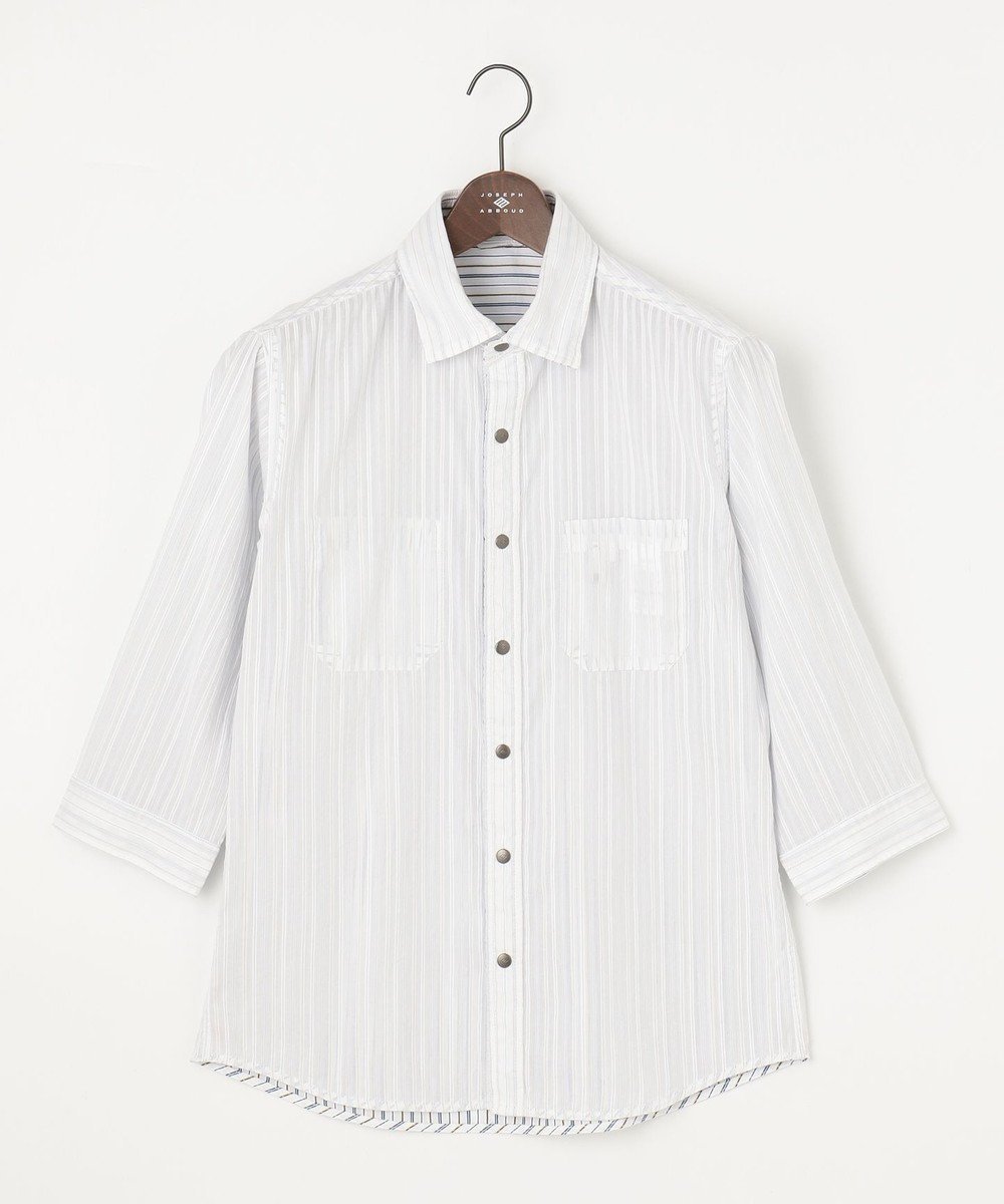 【ジョセフ アブード/JOSEPH ABBOUD / MEN】の【2WAY/オーガニックコットン使用】ライトリバーシブルストライプシャツ インテリア・キッズ・メンズ・レディースファッション・服の通販 founy(ファニー) 　ファッション　Fashion　メンズファッション　MEN　トップス・カットソー　Tops/Tshirt/Men　シャツ　Shirts　春　Spring　軽量　Lightweight　サッカー　Soccer　シンプル　Simple　ストライプ　Stripe　タンク　Tank　デニム　Denim　ドット　Dot　定番　Standard　リバーシブル　Reversible　ワイド　Wide　ワイヤー　Wire　S/S・春夏　Ss・Spring/Summer　夏　Summer　ホワイト系1|ID: prp329100004532390 ipo3291000000032037660