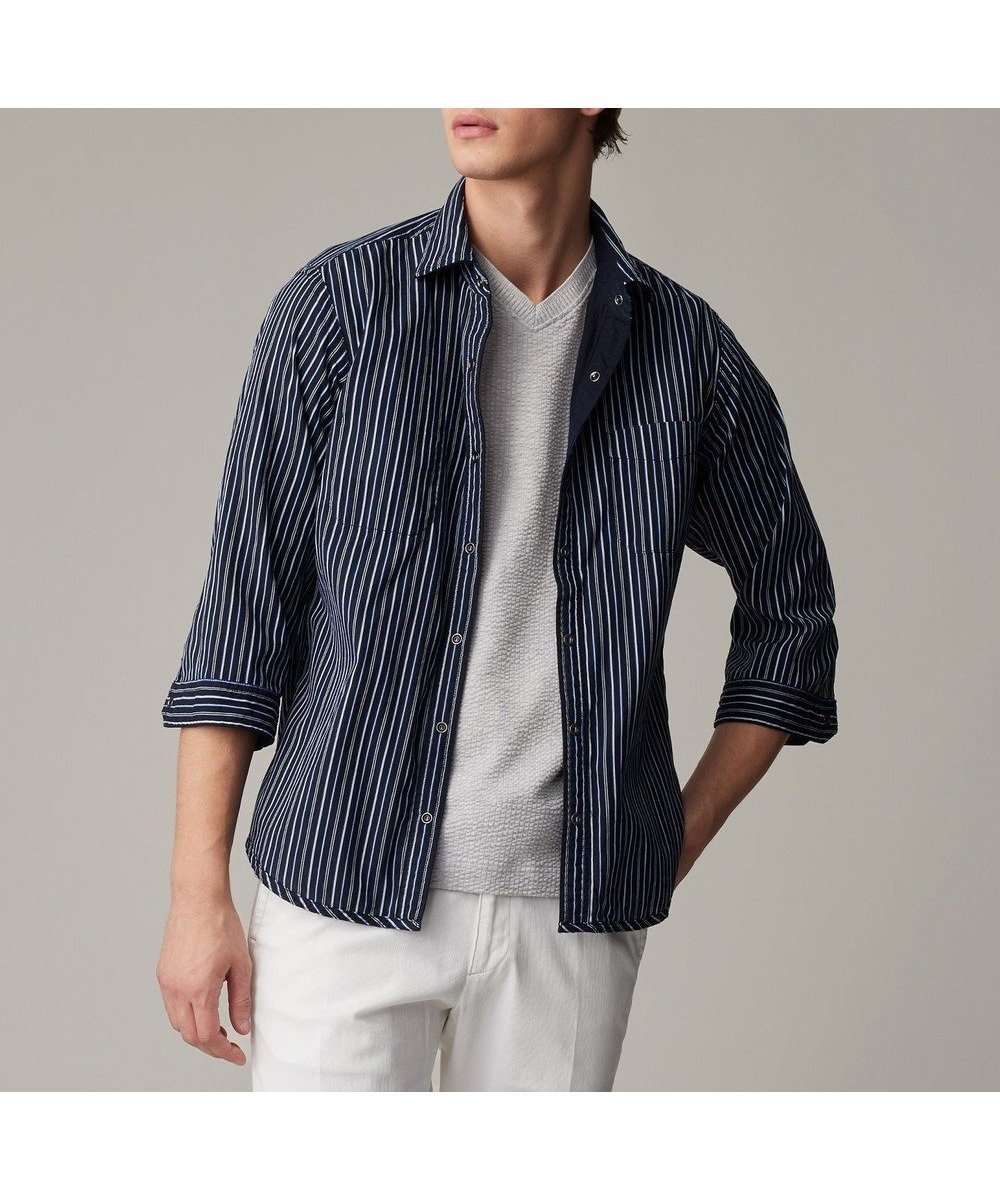 【ジョセフ アブード/JOSEPH ABBOUD / MEN】の【2WAY/オーガニックコットン使用】ライトリバーシブルストライプシャツ インテリア・キッズ・メンズ・レディースファッション・服の通販 founy(ファニー) 　ファッション　Fashion　メンズファッション　MEN　トップス・カットソー　Tops/Tshirt/Men　シャツ　Shirts　春　Spring　軽量　Lightweight　サッカー　Soccer　シンプル　Simple　ストライプ　Stripe　タンク　Tank　デニム　Denim　ドット　Dot　定番　Standard　リバーシブル　Reversible　ワイド　Wide　ワイヤー　Wire　S/S・春夏　Ss・Spring/Summer　夏　Summer　ネイビー系1|ID: prp329100004532390 ipo3291000000032037661