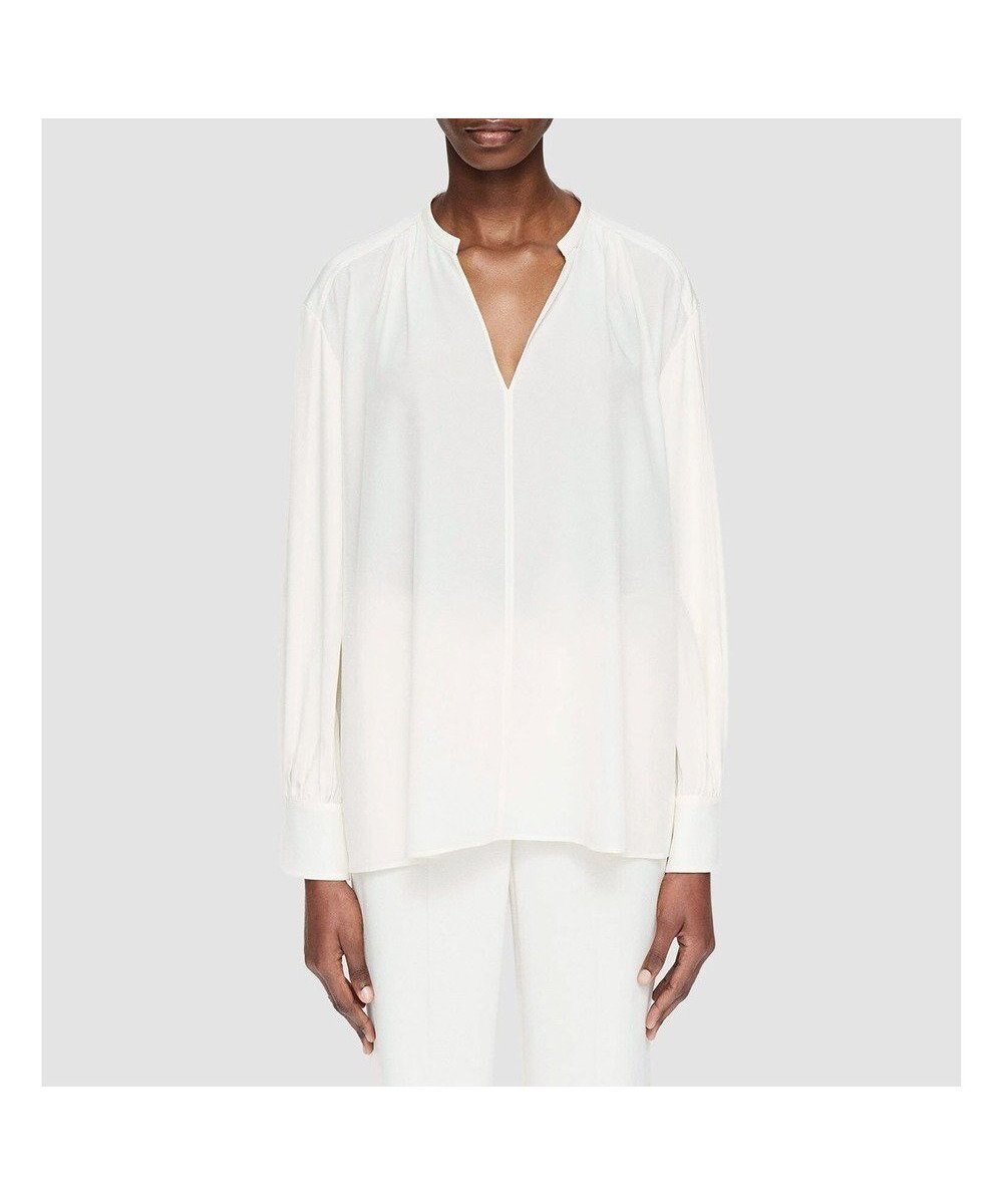 【ジョゼフ/JOSEPH】のニューCDC オープンネックブラウス インテリア・キッズ・メンズ・レディースファッション・服の通販 founy(ファニー) 　ファッション　Fashion　レディースファッション　Fashion for Women　トップス・カットソー　Cut & Sew Tops　シャツ・ブラウス・オフィスカジュアル　Elegant Blouses & Button-Ups　ギャザー　Gathered, Ruffled　シルク　Silk, 100% Silk　フィット　Fit, Slim Fit　レギュラー　Regular, Standard Fit　定番　Standard, Basic Item　A/W・秋冬　Autumn/Winter　軽量　Lightweight, Ultra Light　Ivory|ID: prp329100004532409 ipo3291000000033682215